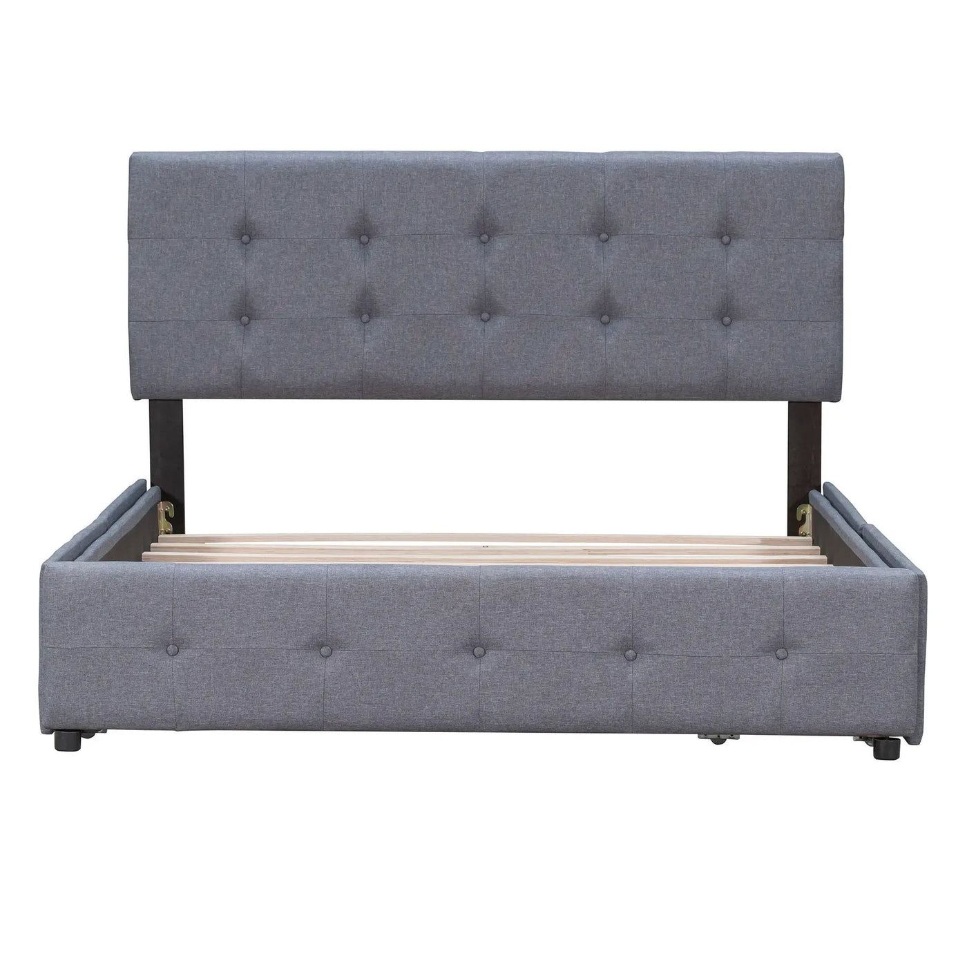 Upholstered Platform Bed With Classic Headboard And Drawers, No Box Spring Needed by Unique Piece Furniture