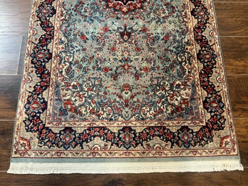 Indo Persian Kerman Rug 3x5, Light Blue, Floral Medallion by Jewel Rugs