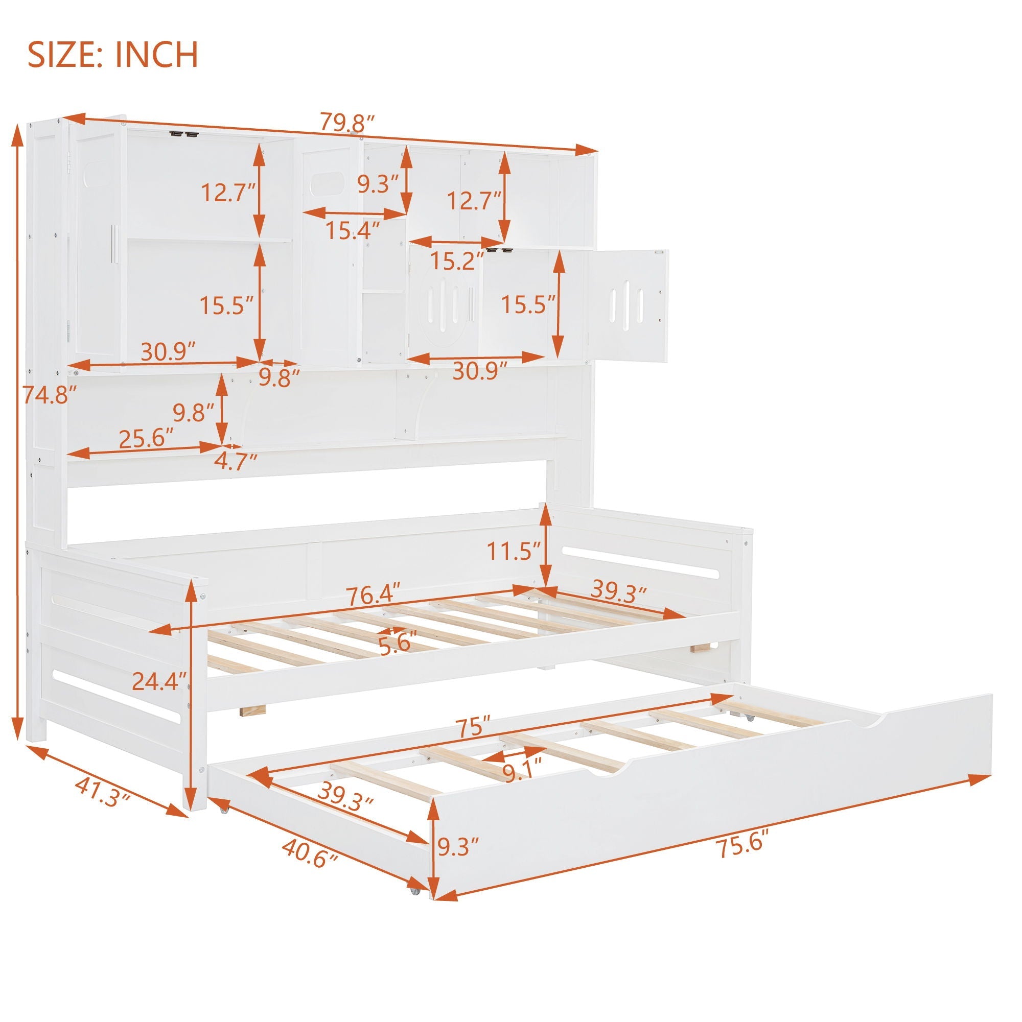 Daybed With All-In-One Cabinet And Shelf by HouseOfZazla