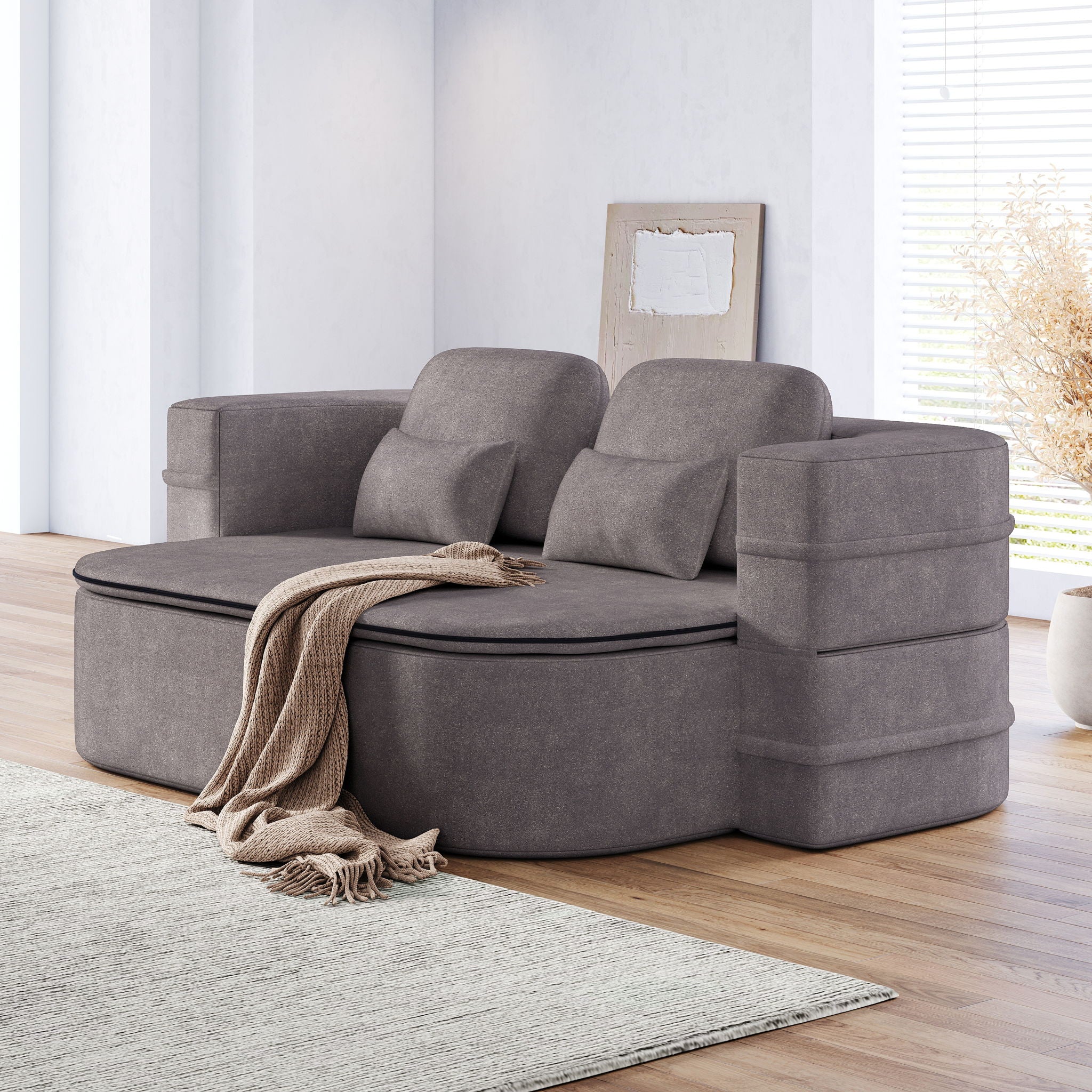 2 In 1 Foldable Sofa Bed With Multi Functional Blanket, Floor Lounge Sofa by HouseOfZazla