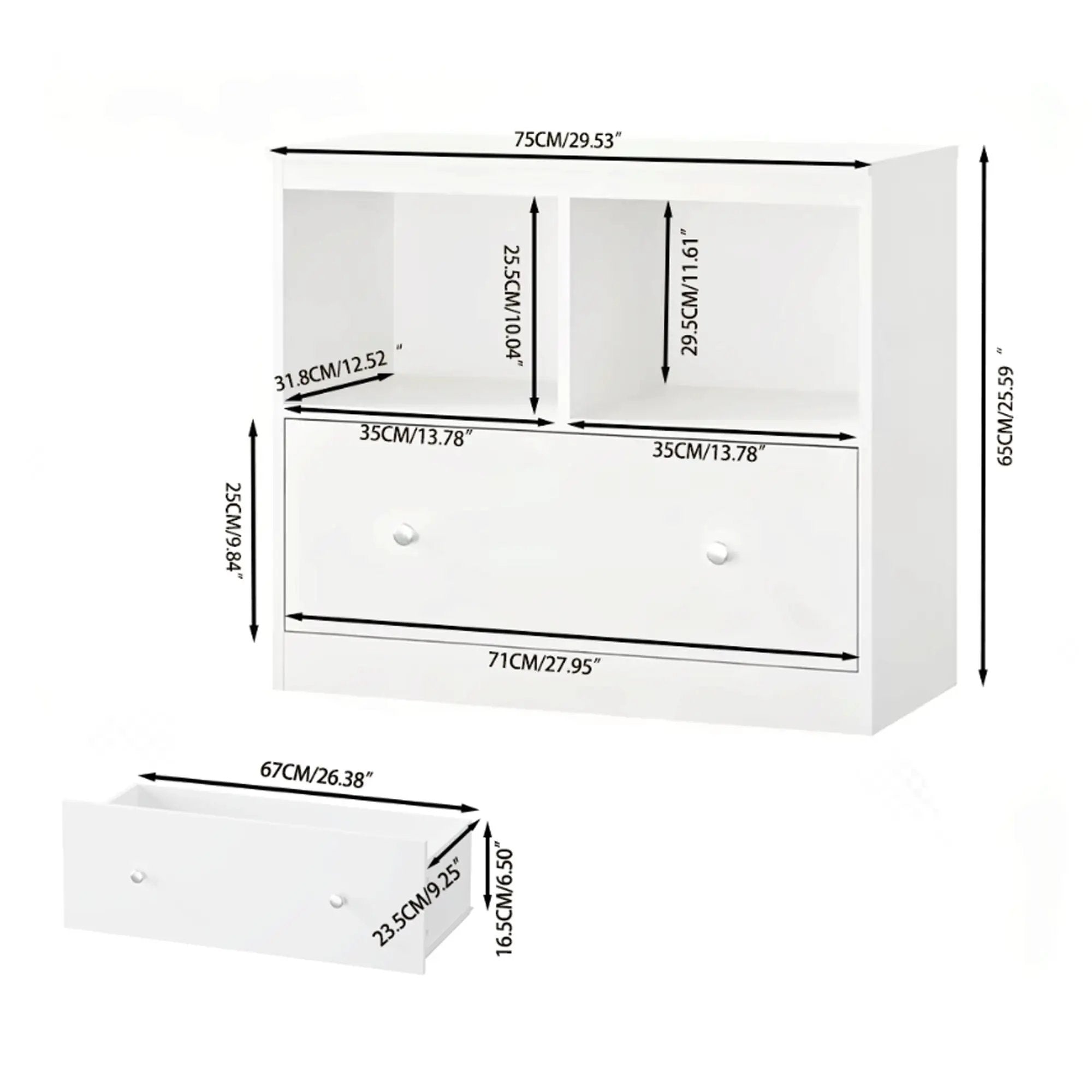 Toy Storage Organizer With Large Drawer And Low Bookshelf For Nursery & Playroom - White by Unique Piece Furniture