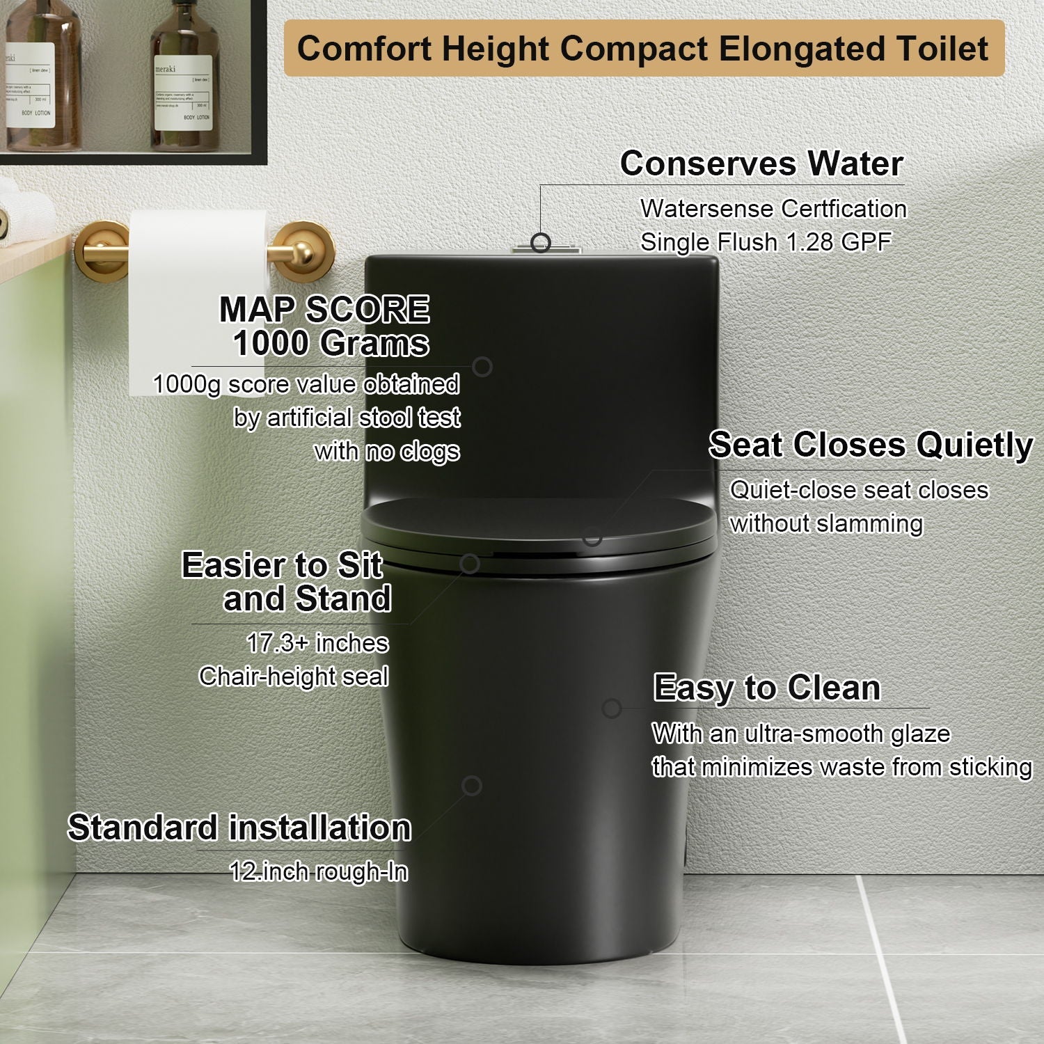 1 Piece Toilet With Dual Flush And Soft Closing Seat by HouseOfZazla