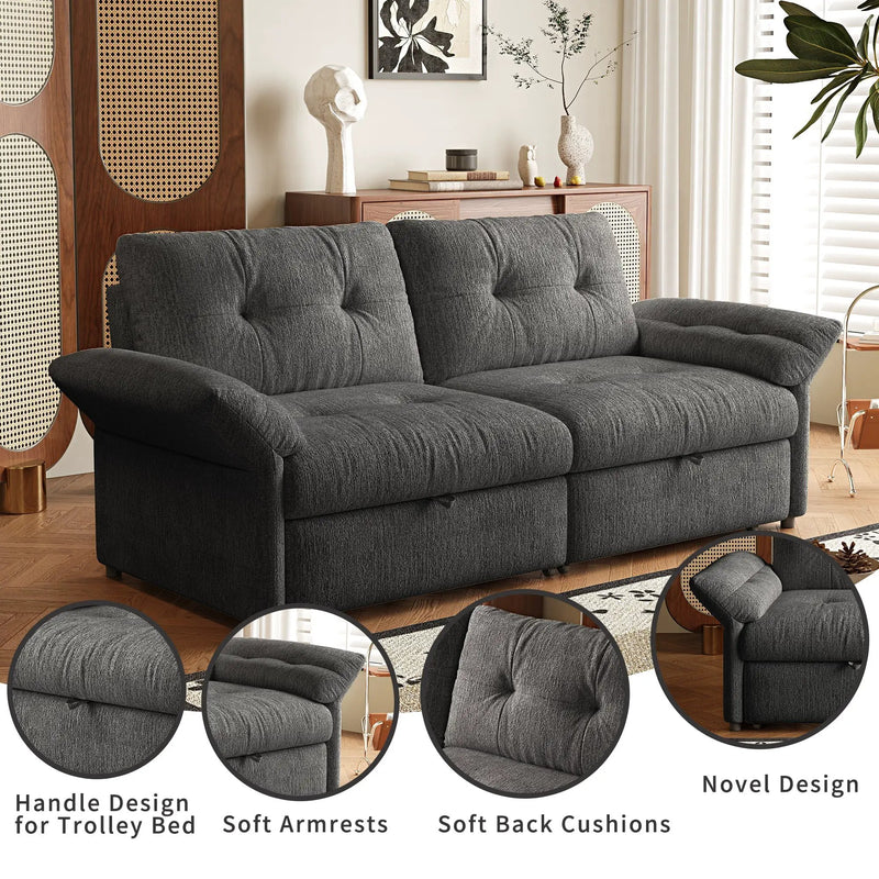 Multi-Functional Sofa Bed - 81.5 Inch Plush Chenille Sofa by HouseOfZazla