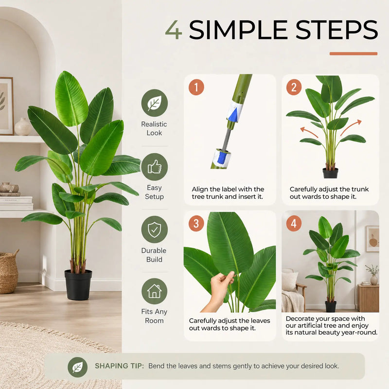 Bird of Paradise Artificial Plant 6 ft Tall Faux Banana Leaf Tree by HouseOfZazla