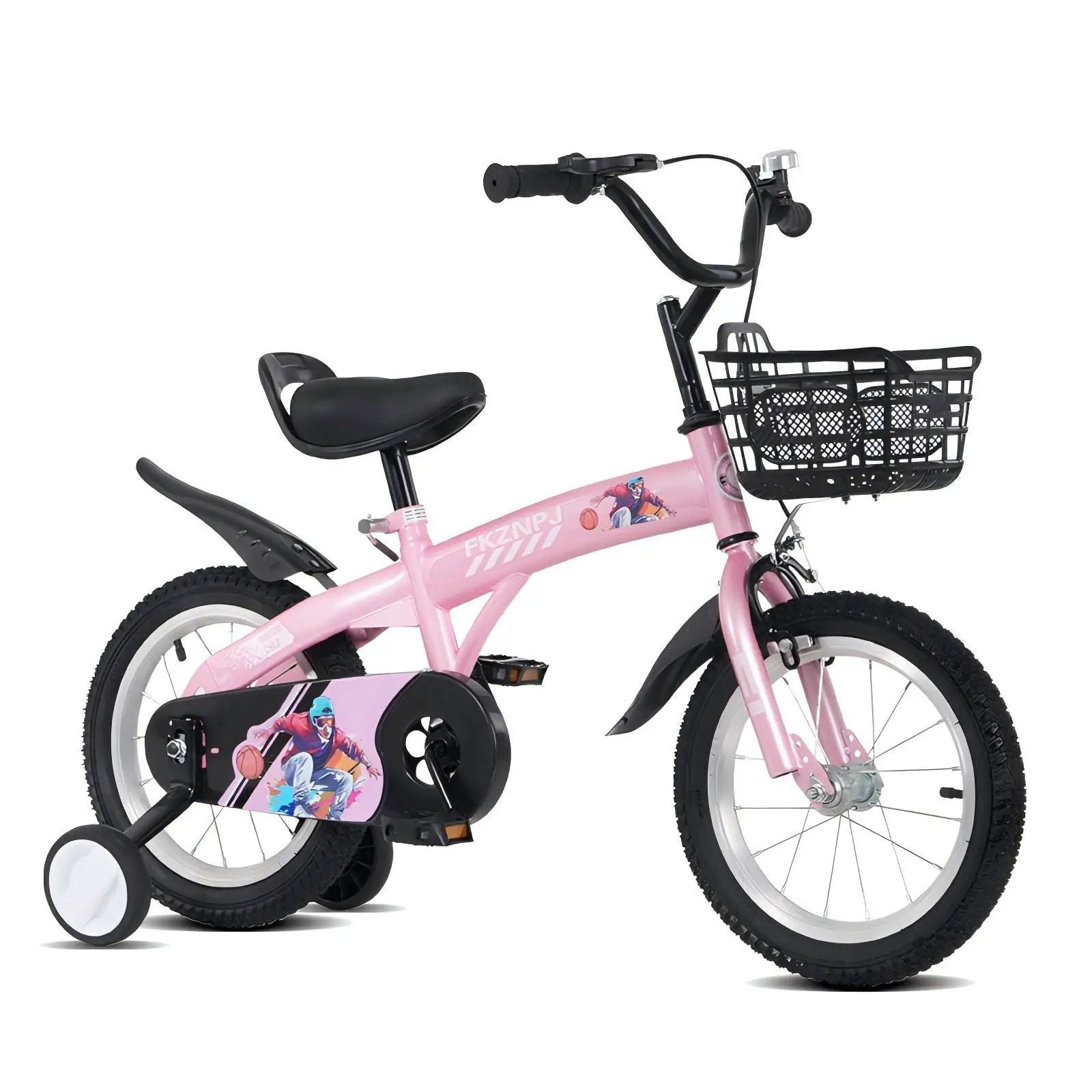 Fkznpj - 18" Sporty Kids Bike With Training Wheels And Stand Adjustable Saddle Suitable For Boys And Girls Aged 5 - 10 Years Tall Height 39 - 49" Available In A Variety Of Colors by HouseOfZazla
