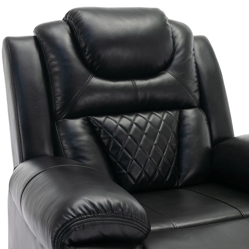 Home Theater Seating Manual Recliner Chair, Led Light Strip For Living Room - Black by HouseOfZazla