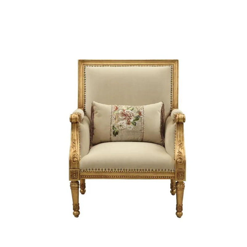 Daesha - Chair With Pillow - Tan Flannel & Antique Gold by Unique Piece Furniture