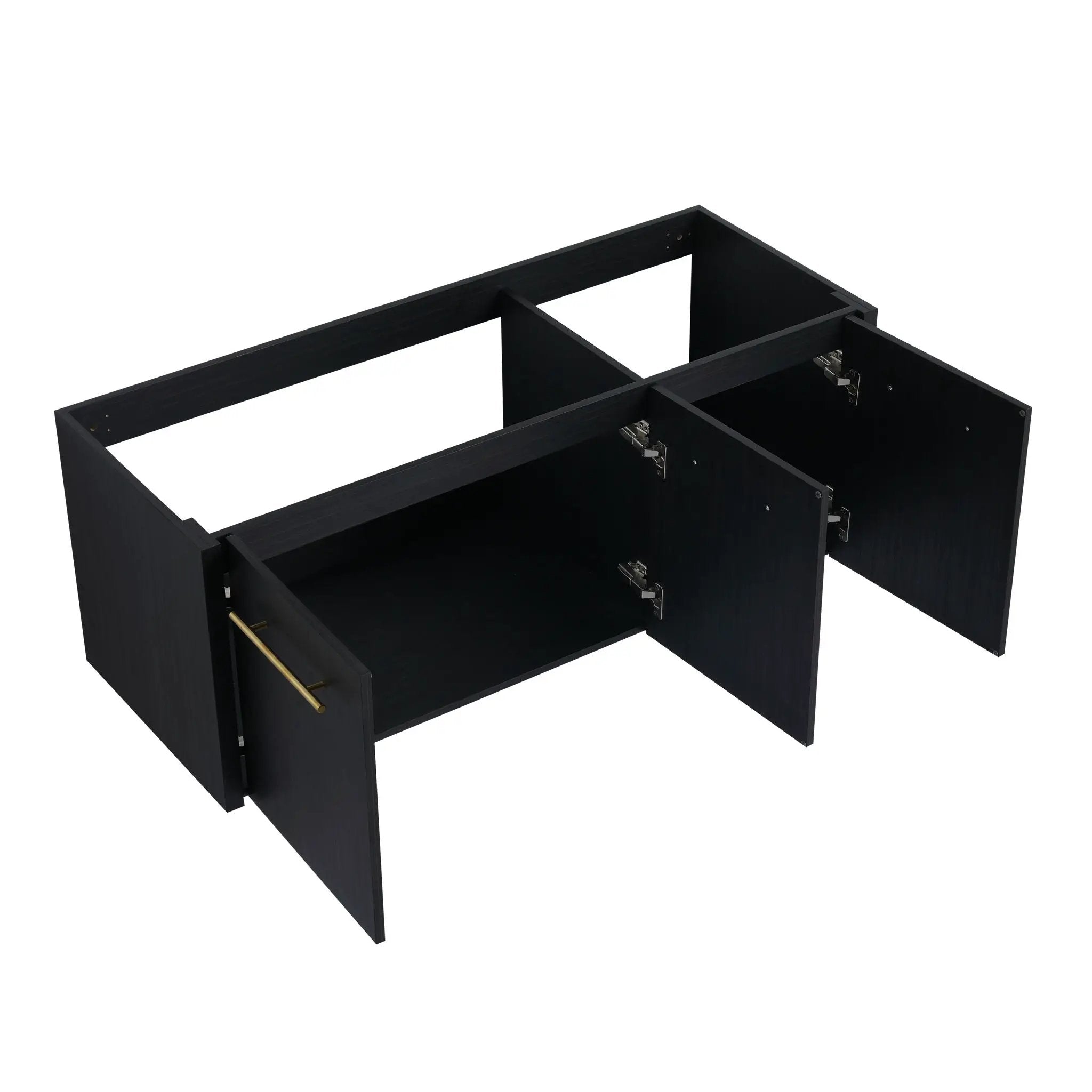 Contemporary 48" Wall Mounted Bathroom Vanity With Resin Sink And Soft Closing Doors And Line - Black Chestnut by HouseOfZazla