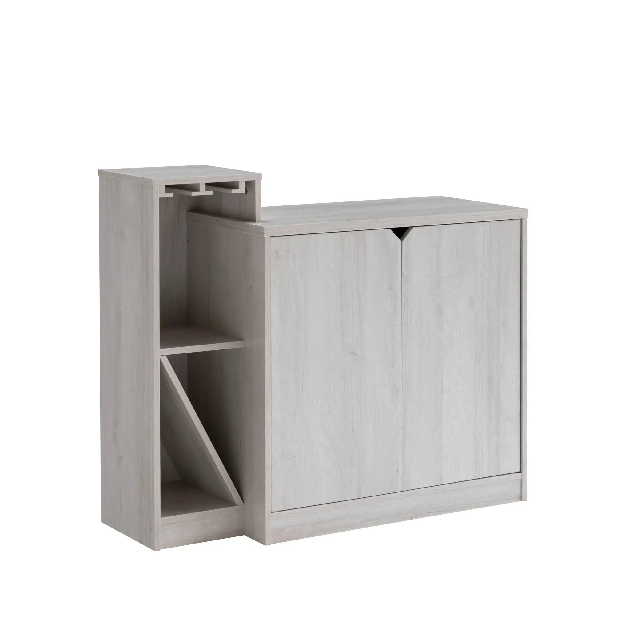 Bar Cabinet, Wine Bottle Storage Display Kitchen Cabinet, Holds 4 Wine Bottles - White Oak by Unique Piece Furniture