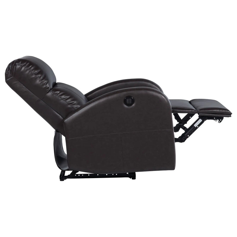 Grant Upholstered Power Recliner Chair Brown by Unique Piece Furniture