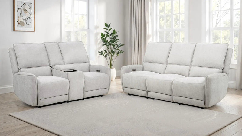 Sylmar 2-piece Chenille Power Reclining Sofa Set Dove Grey by Unique Piece Furniture
