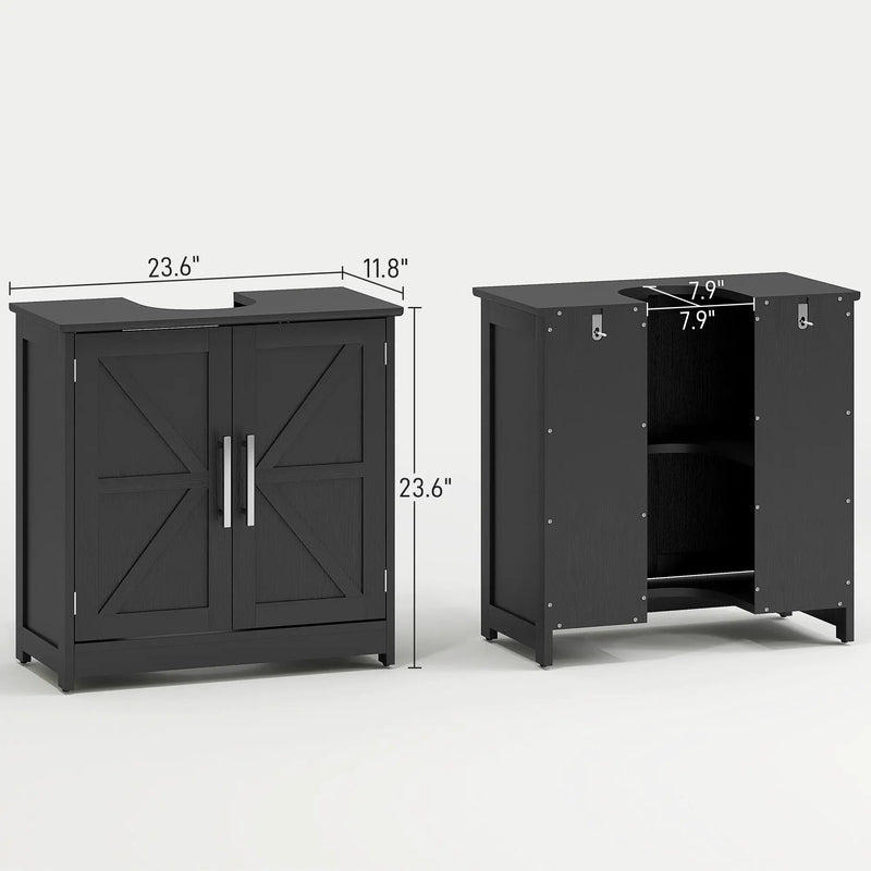 Pedestal Sink Storage Cabinet with 2 Barn Doors and Adjustable Shelf by HouseOfZazla