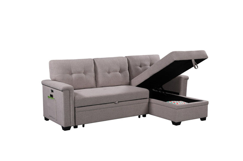 Nathan - Reversible Sleeper Sectional Sofa With Storage Chaise, USB Charging Ports And Pocket by HouseOfZazla
