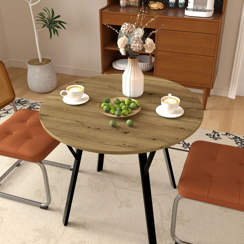 Round Dining Table, For 2 - 4 People - Rustic Brown by Unique Piece Furniture