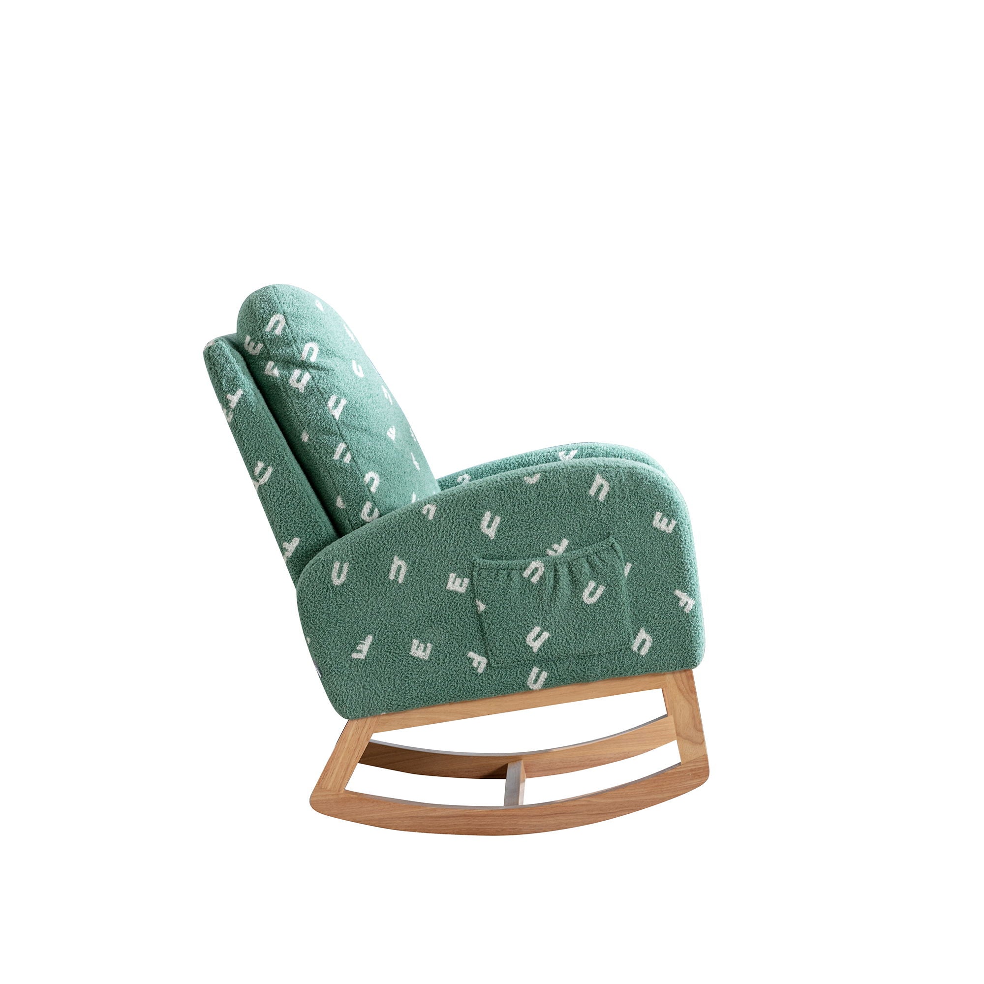 Modern Accent Rocker Armchair With Side Pocket, Upholstered High Back by HouseOfZazla