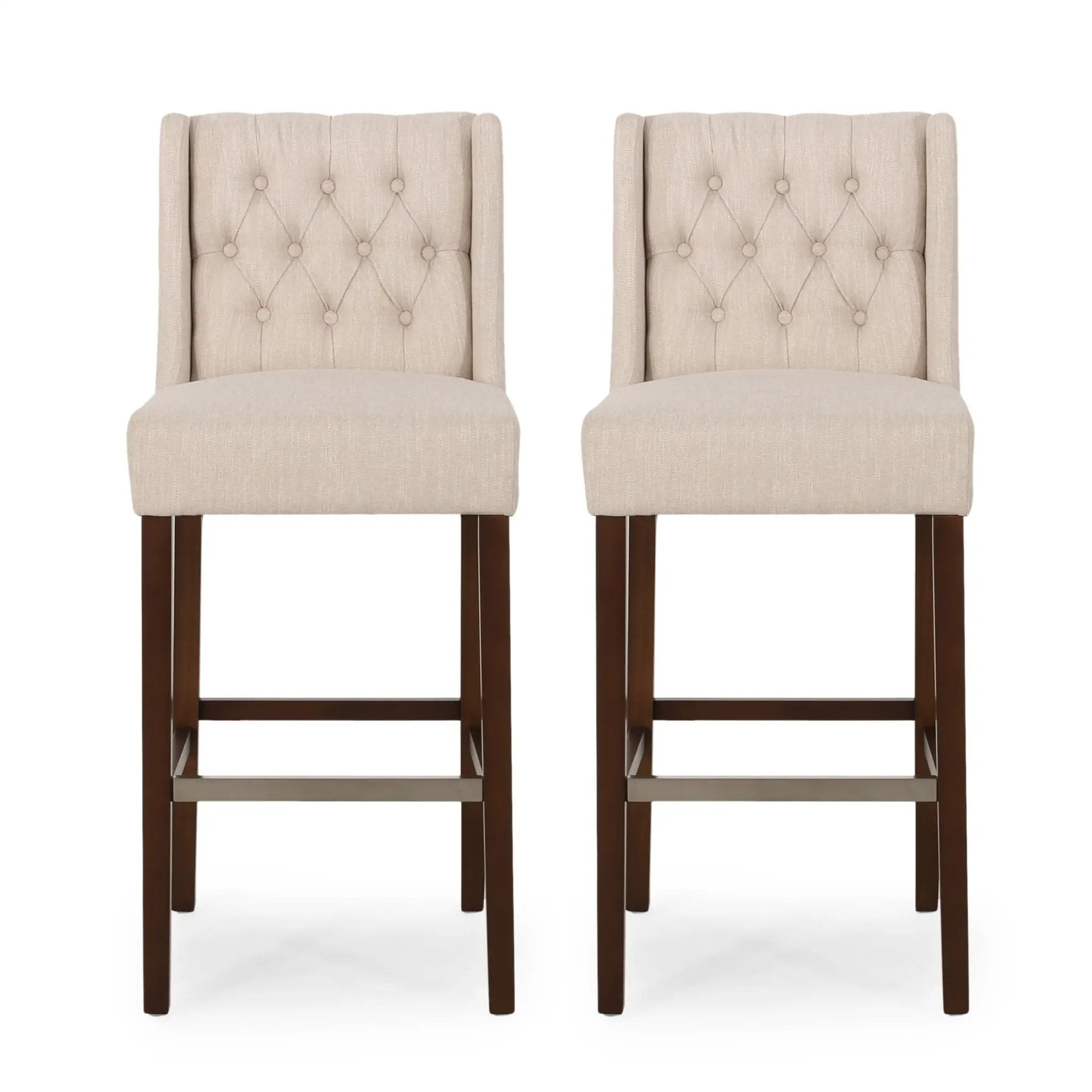 Solstara Upholstered Dining Barstool with Button Tufted and Wing Back by HouseOfZazla