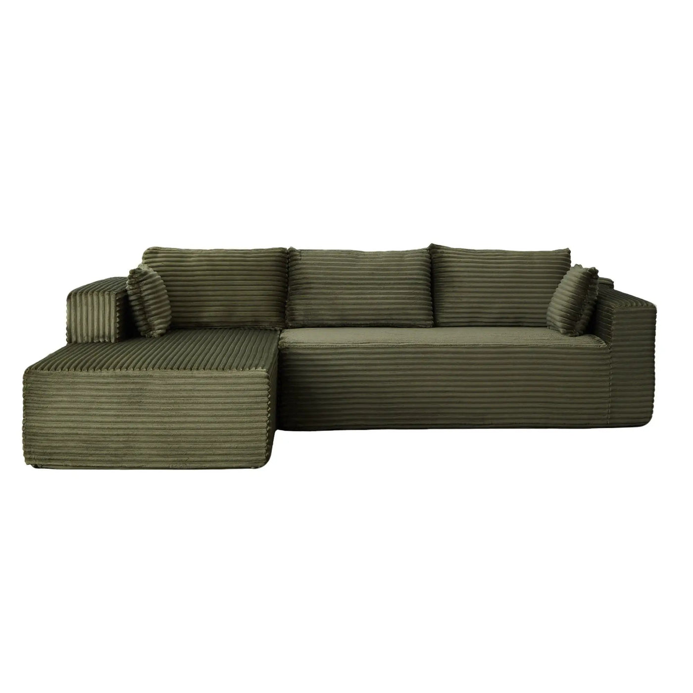 Compression Sectional Couch With Comfy Chaise, Boneless L Shape Sofa With Deep Seat by HouseOfZazla