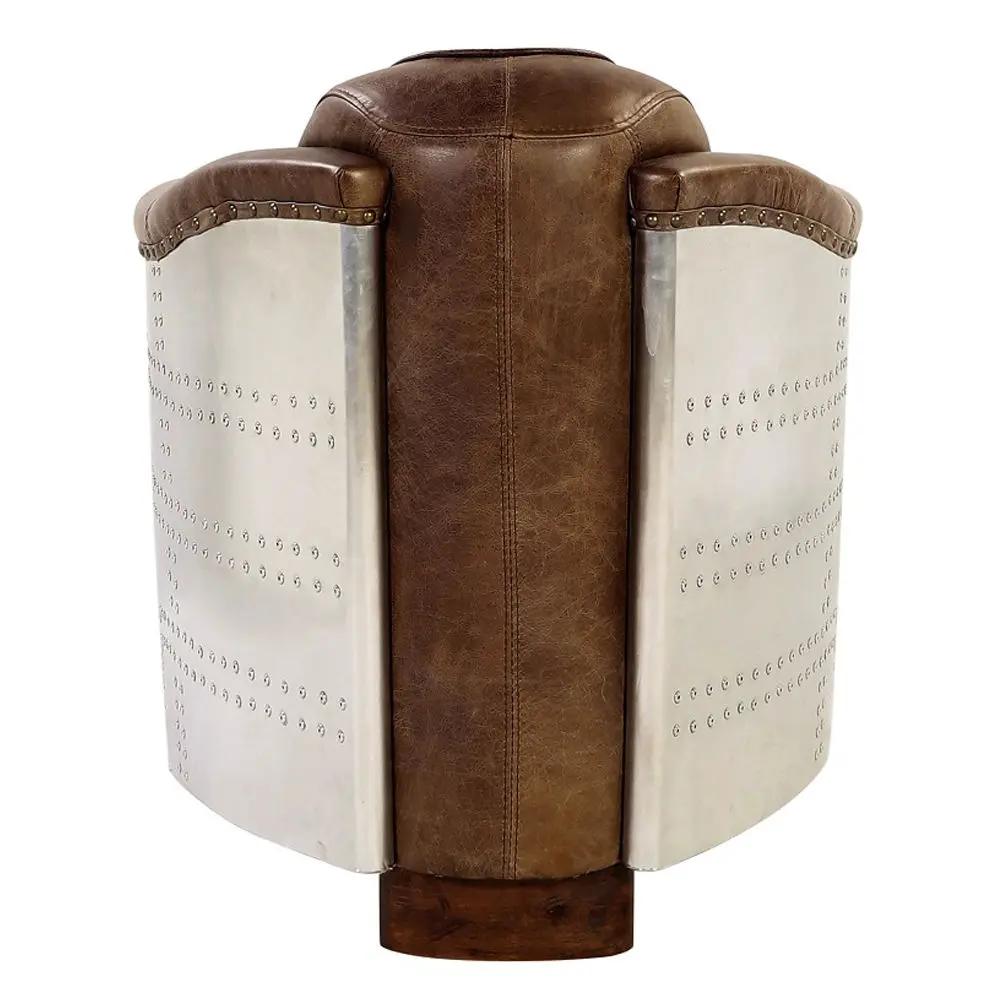 Brancaster - Chair - Retro Brown Top Grain Leather & Aluminum by Unique Piece Furniture