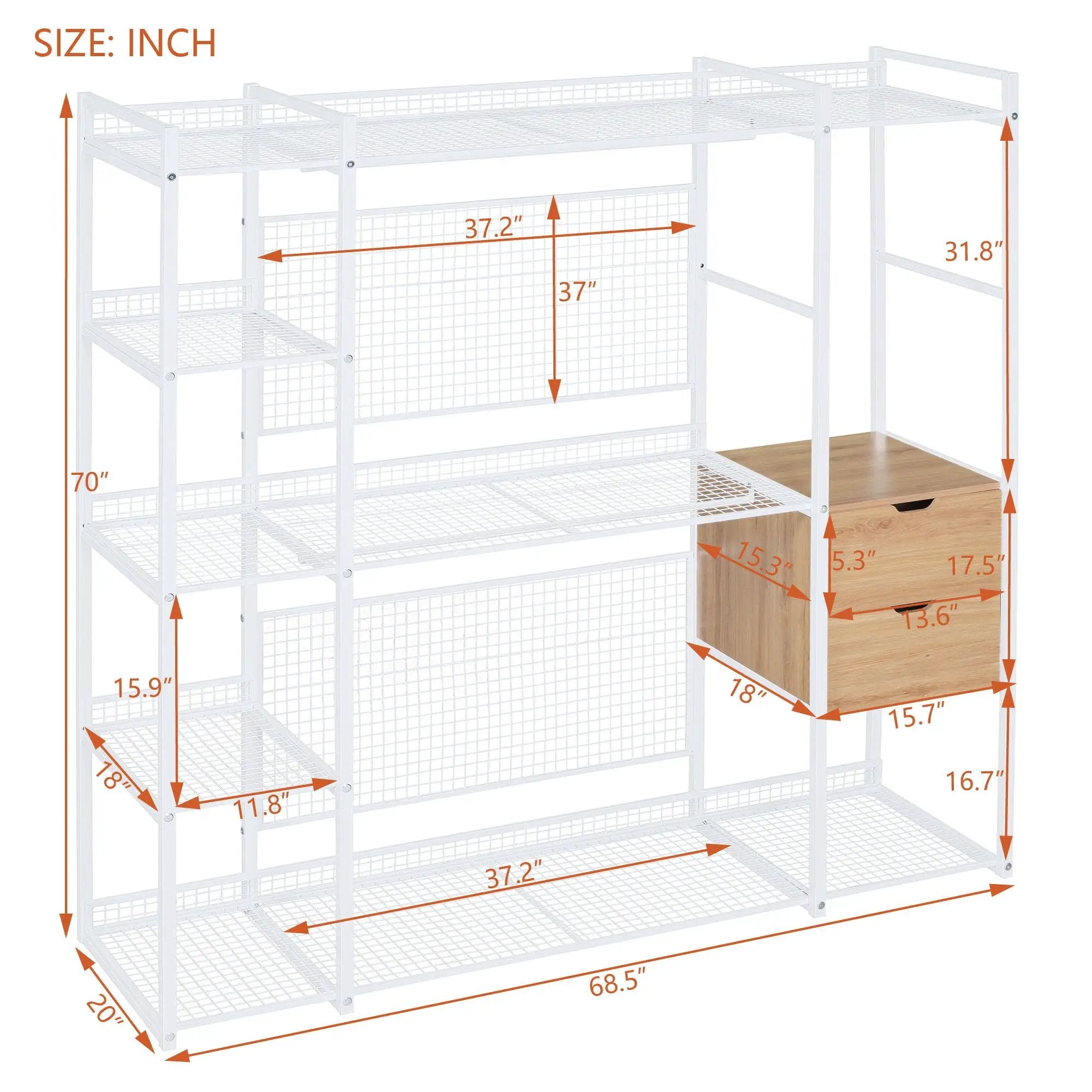 Open Style Wardrobe With Hanging Rails, Shelves And Drawers by HouseOfZazla