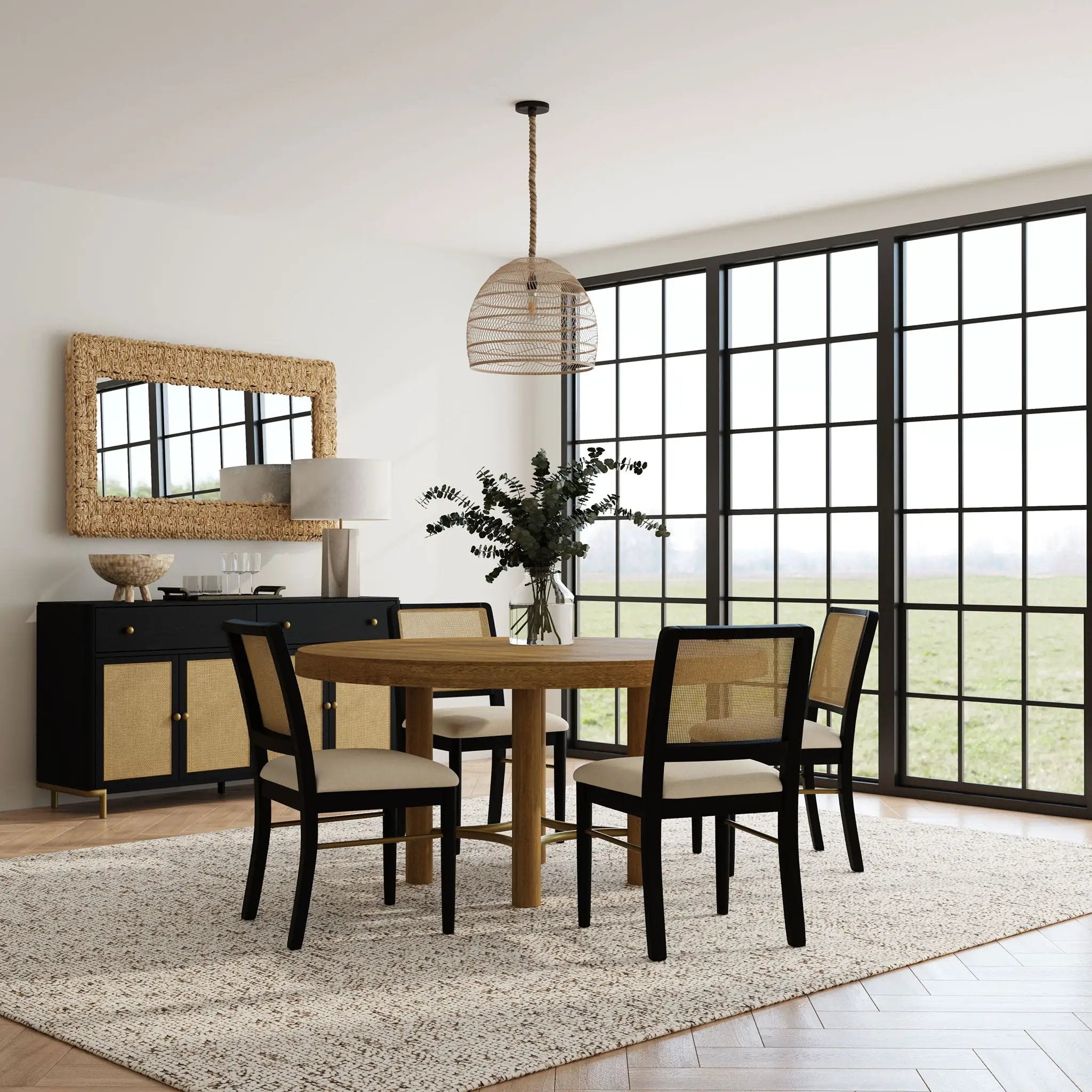 Arini 5-piece Round Dining Table Set Sand Wash and Black by Unique Piece Furniture