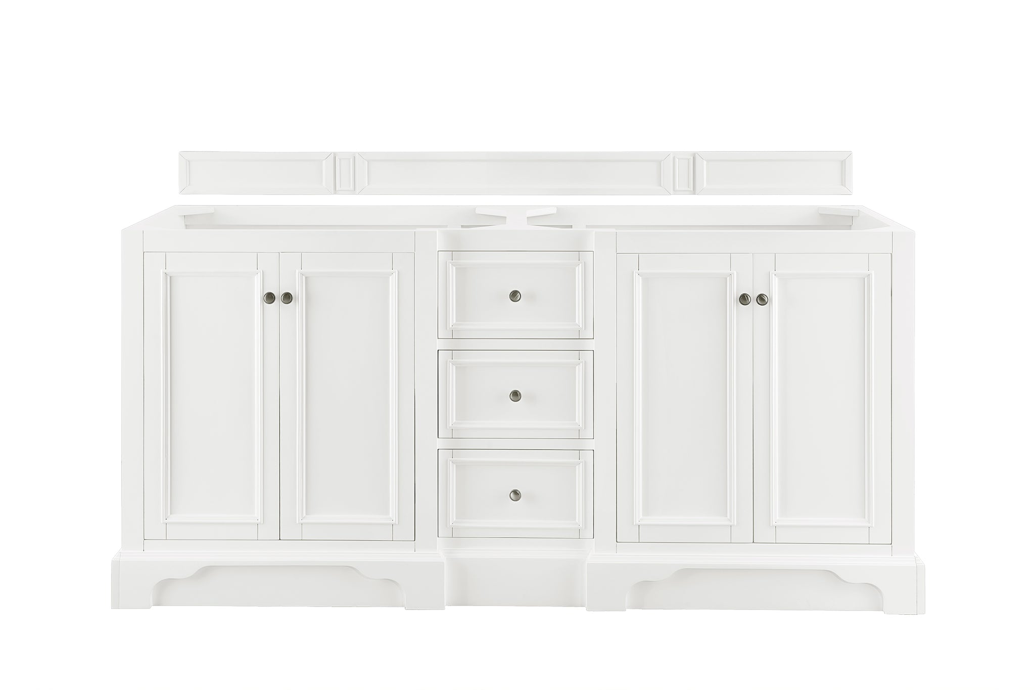 James Martin De Soto 72" Double Bathroom Vanity, Bright White, cabinet without a countertop
