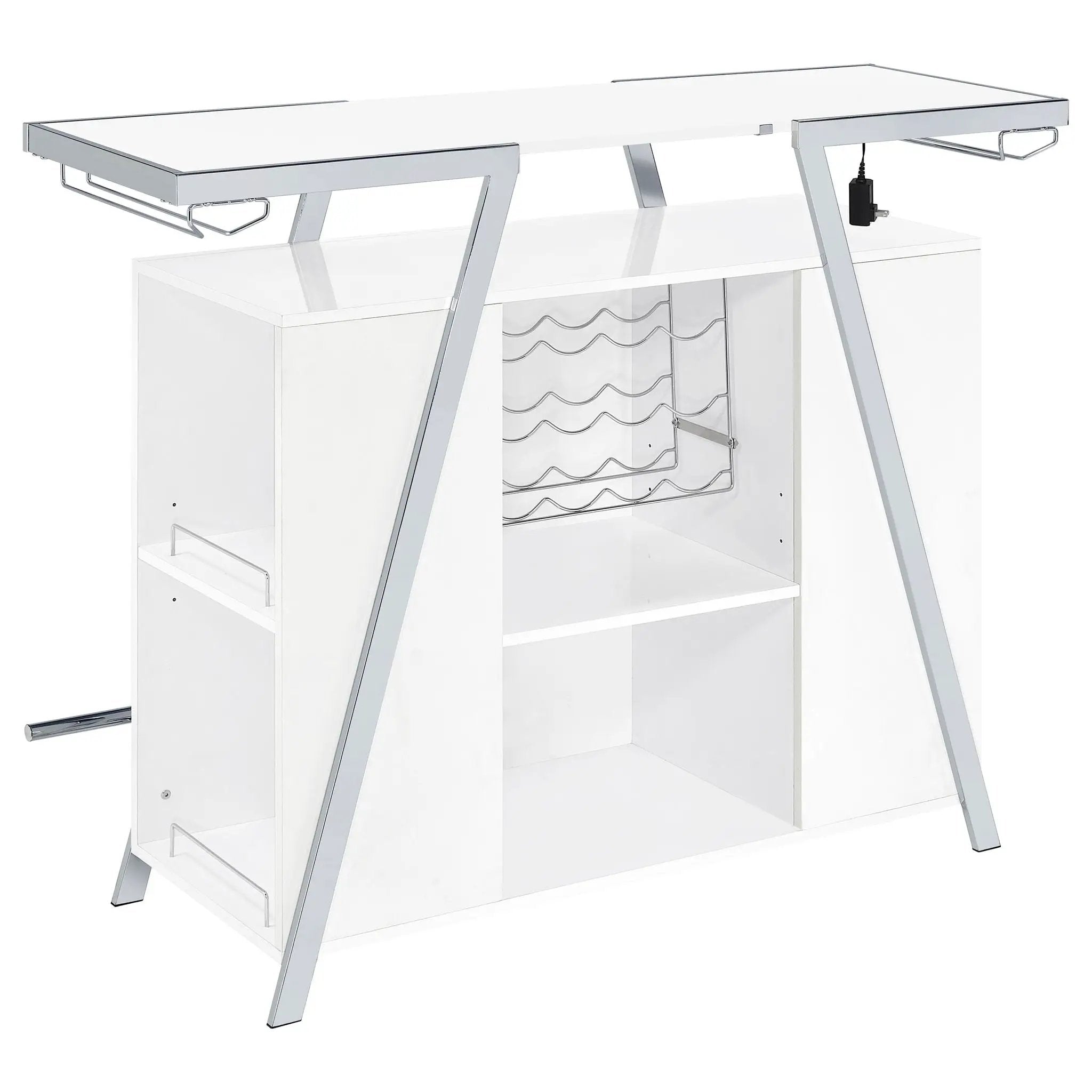 Katia - Wine Cabinet With LED Home Bar, 12 Bottle Storage - Gloss White by HouseOfZazla