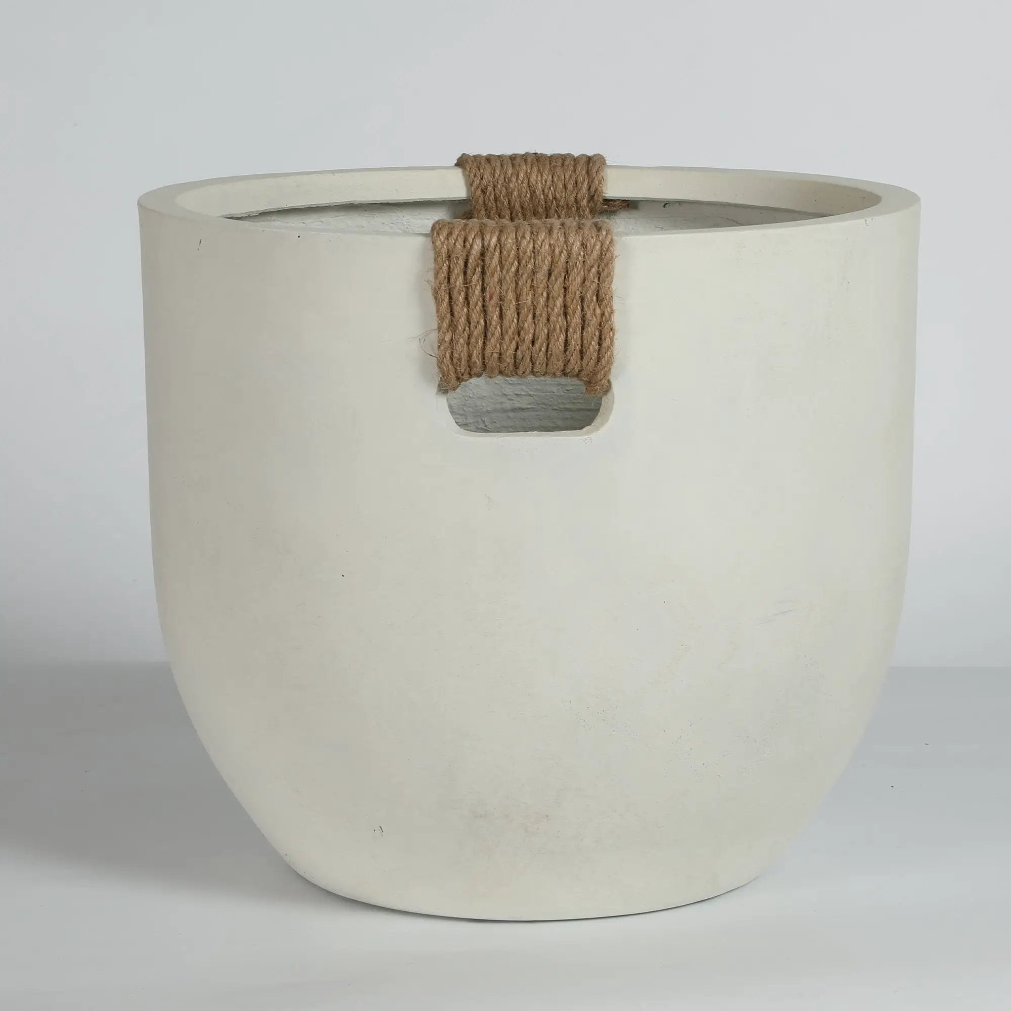 Round Concrete Planter Set of 2, Large Handmade Off White Pots by HouseOfZazla
