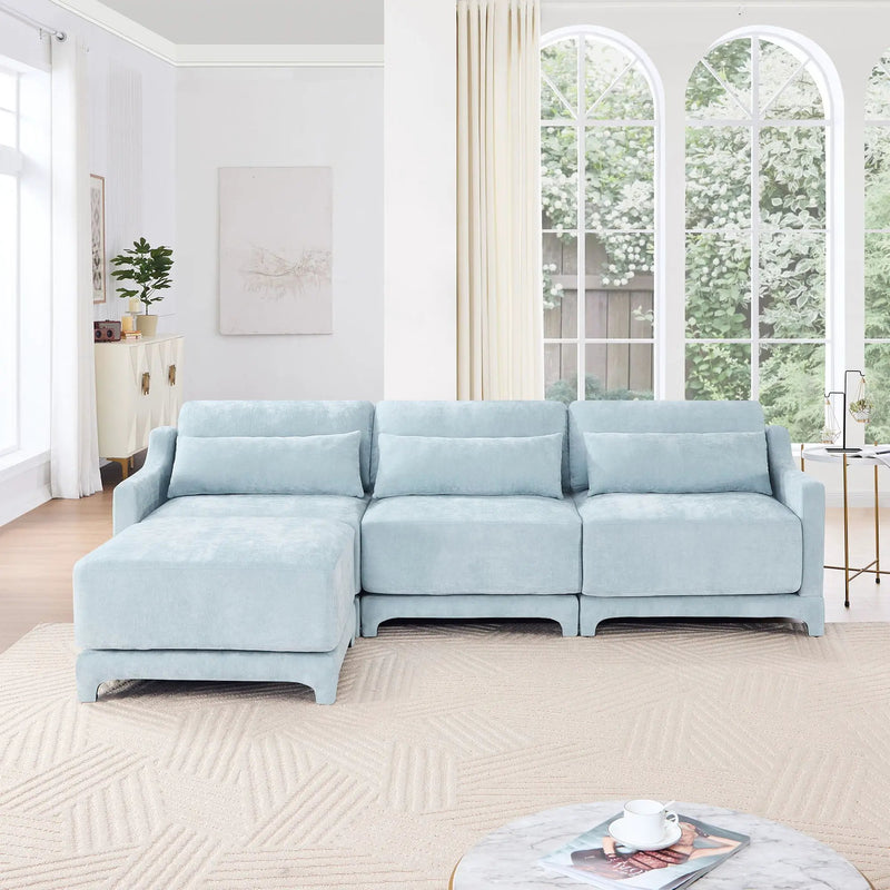 Stylish Sofa With Ottoman And Lumbar Pillows, Ergonomic Design by HouseOfZazla