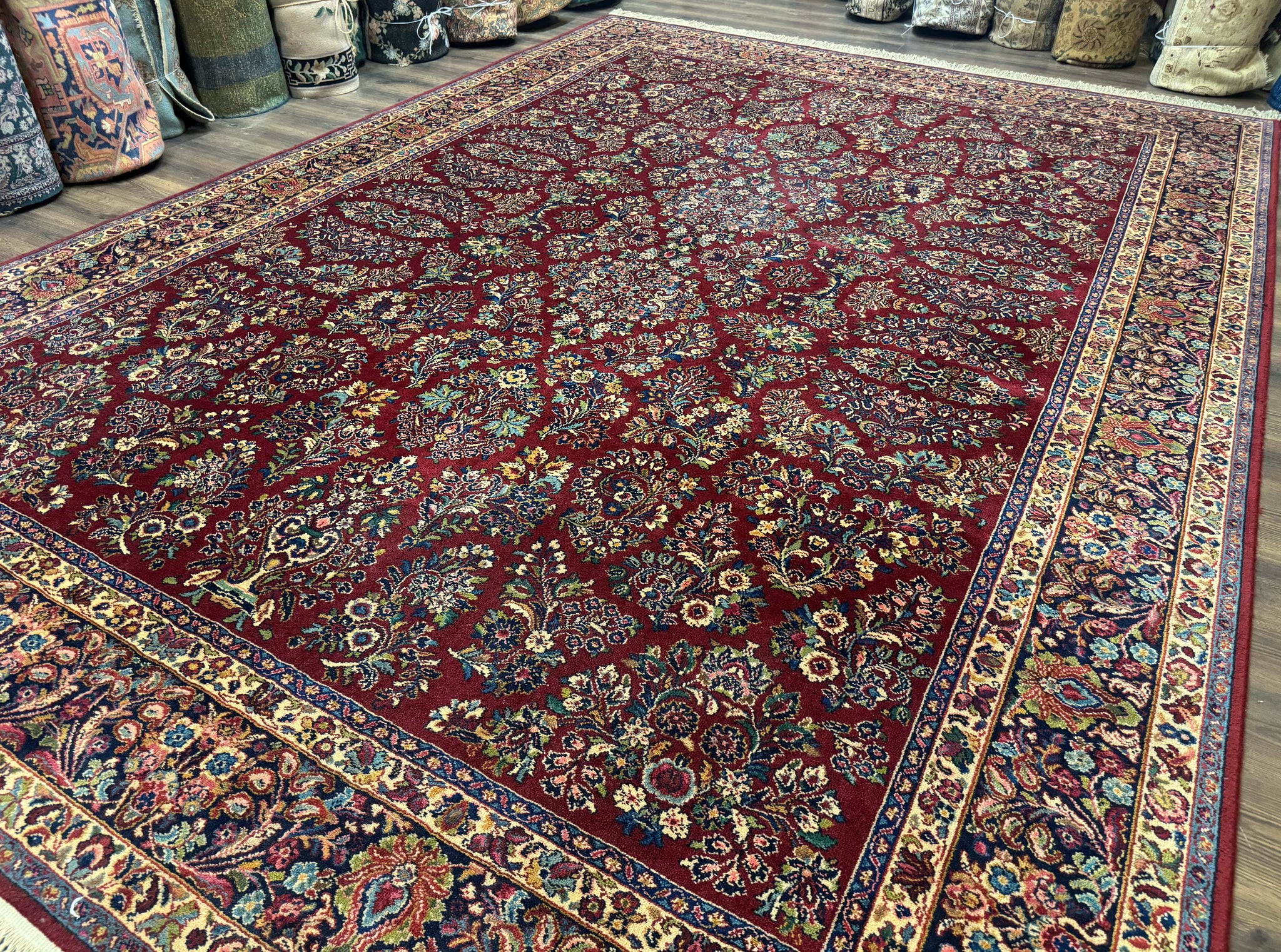 10x14 Karastan Rug Red Sarouk #785, Wool Original 700 Series by Jewel Rugs