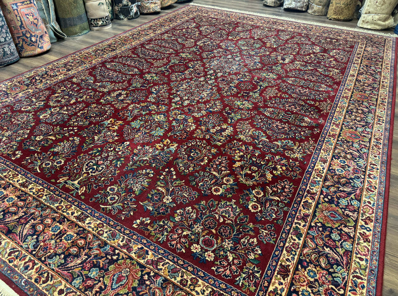 10x14 Karastan Rug Red Sarouk #785, Wool Original 700 Series by Jewel Rugs