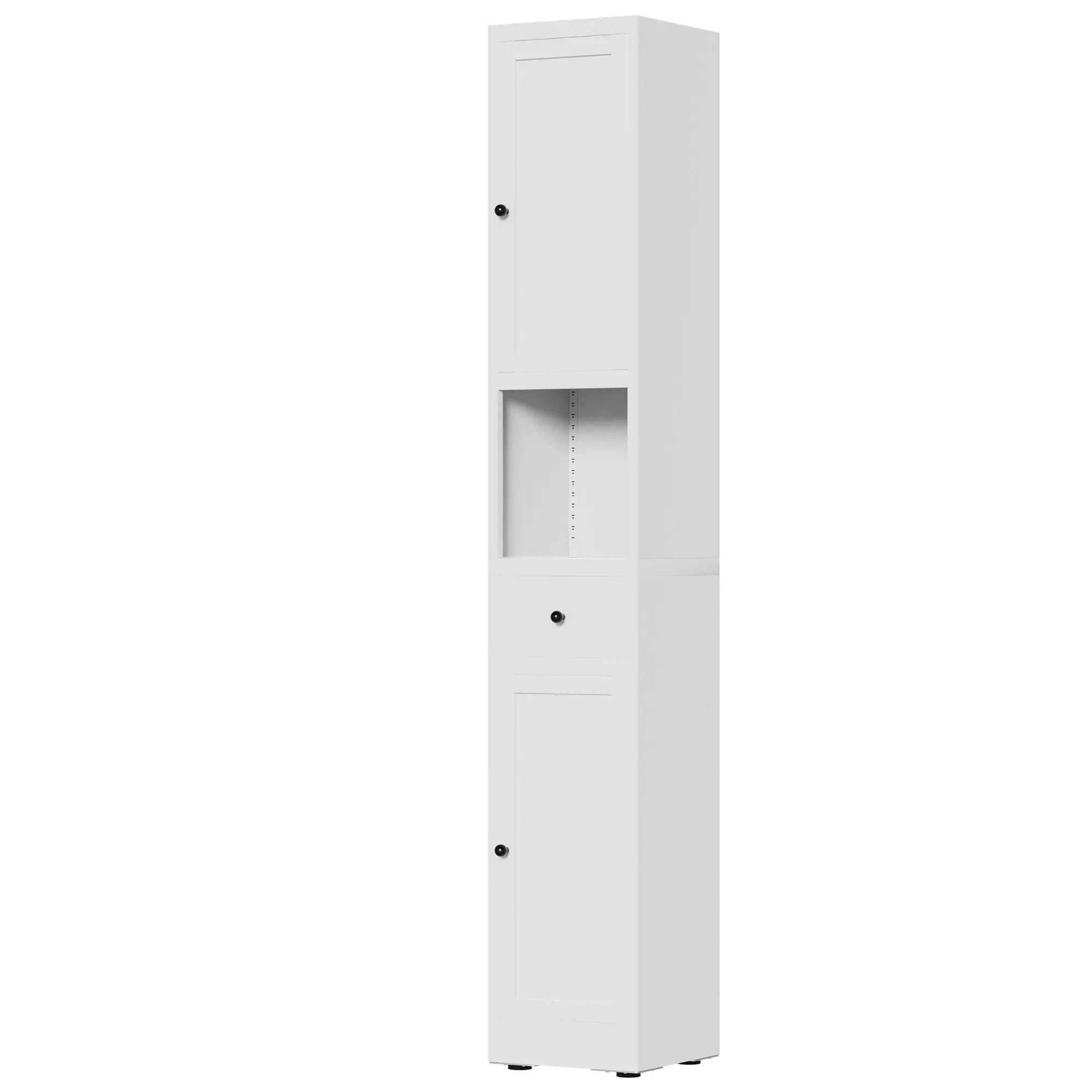 Tall Narrow Bathroom Cabinet With 5-Tier Storage, Adjustable Shelves, Freestanding - White by Unique Piece Furniture