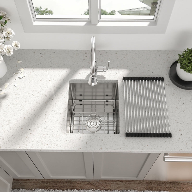 13" Undermount Kitchen Sink 16 Gauge Single Bowl - Brushed Nickel by HouseOfZazla