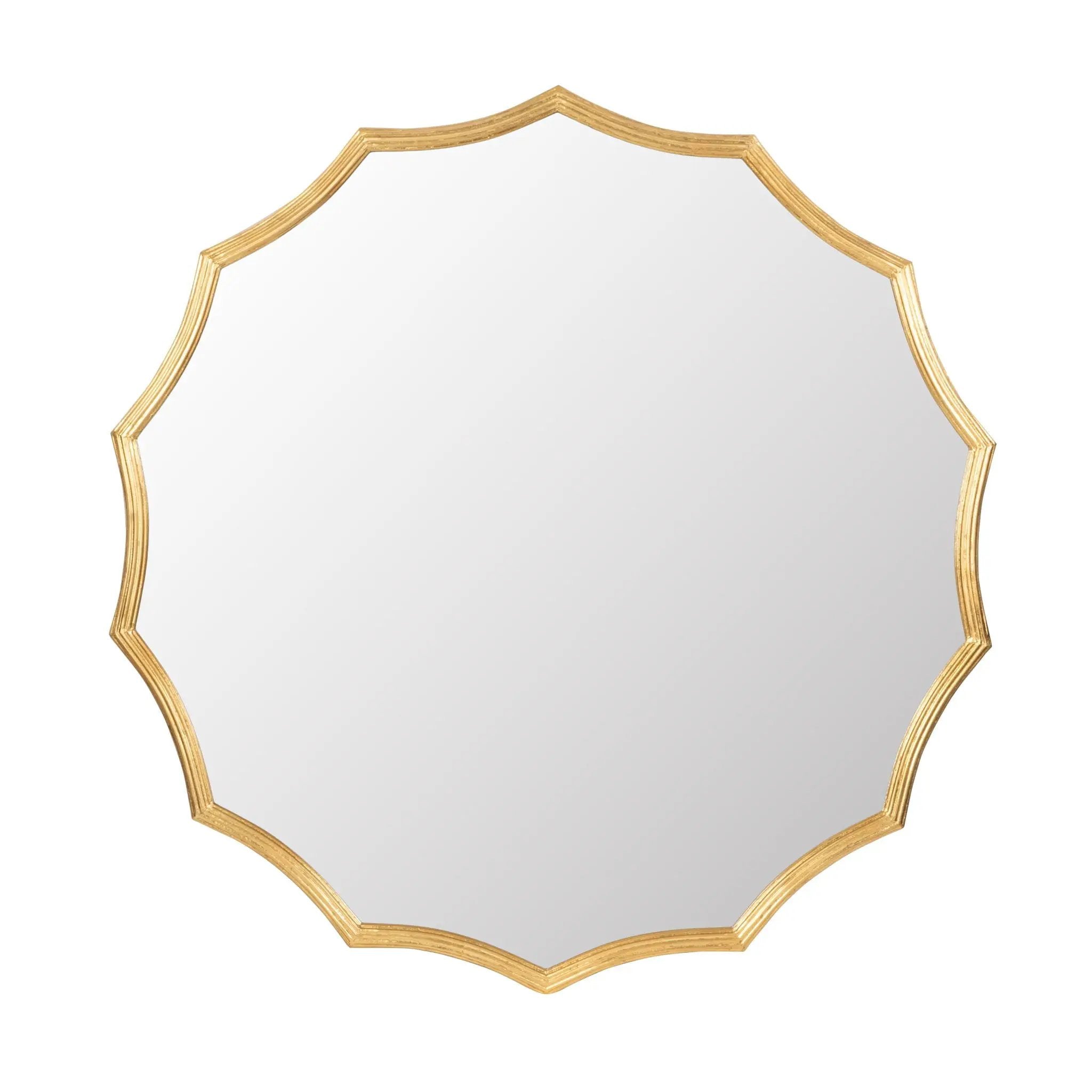 Round Sunburst Wall Mirror With, Wall Decor Mirror For Entryway Bedroom Living Room - Gold by HouseOfZazla
