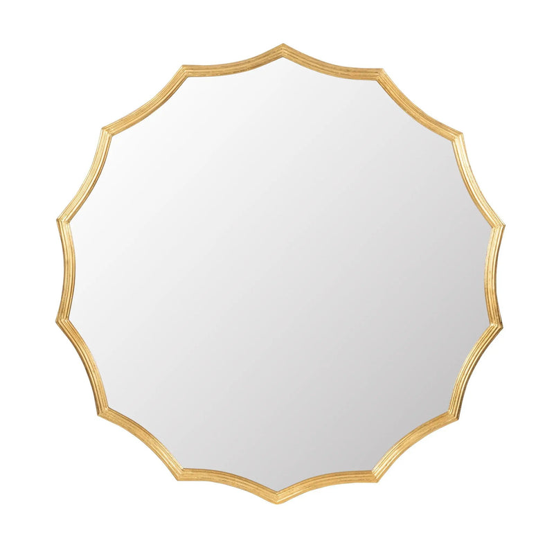 Round Sunburst Wall Mirror With, Wall Decor Mirror For Entryway Bedroom Living Room - Gold by HouseOfZazla