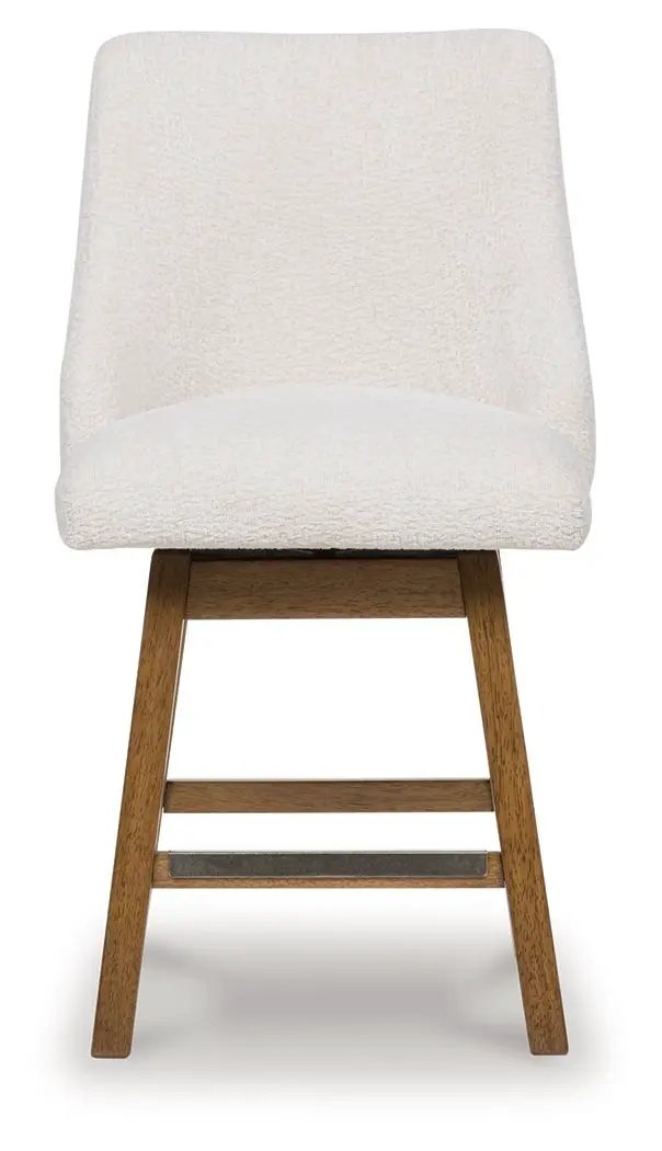 Cabalynn - Upholstered Swivel Barstool (Set of 2) - Oatmeal / Light Brown by Unique Piece Furniture