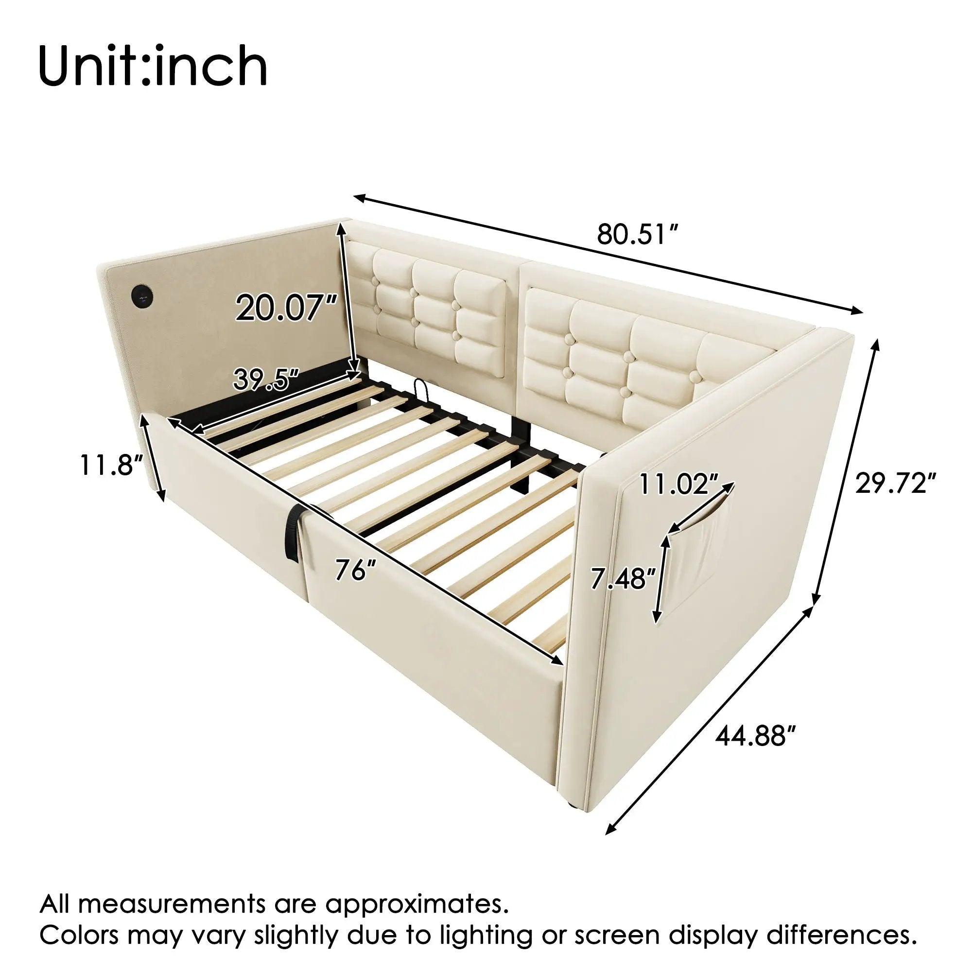 Upholstered Hydraulic Storage Daybed With USB & Type C Charging by HouseOfZazla