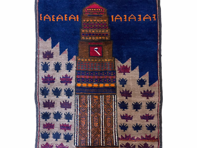 3 X 4.5 Vintage Handmade Tribal Wool Rug Baluchi Rug Afghan Rug Red Blue Beige by Jewel Rugs