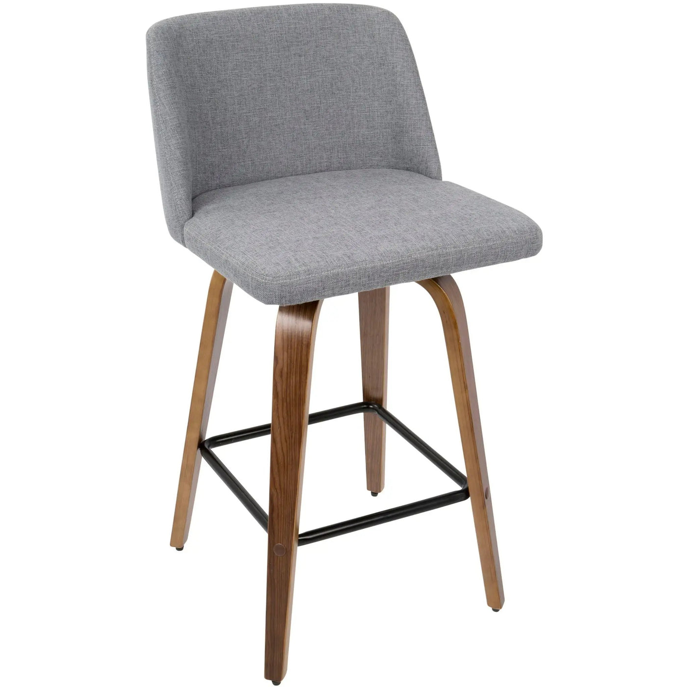 Toriano - Mid Century Modern Fixed Height Counter Stool & Square Footrest (Set of 2) by HouseOfZazla