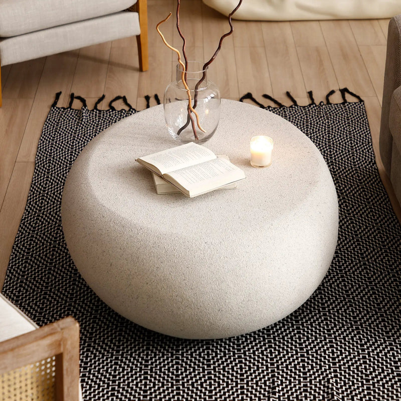 43.31'' Fiberglass Elliptical Coffee Table for Living Room by HouseOfZazla