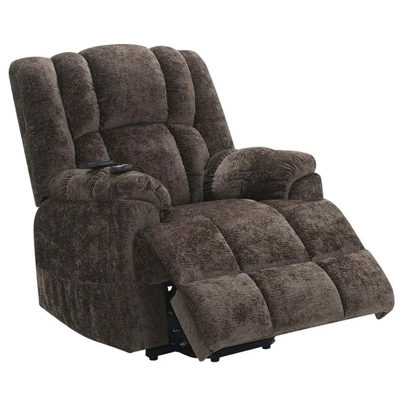 Pacay - Power Recliner With Lift, Heating & Massage - Brown Chenille by Unique Piece Furniture