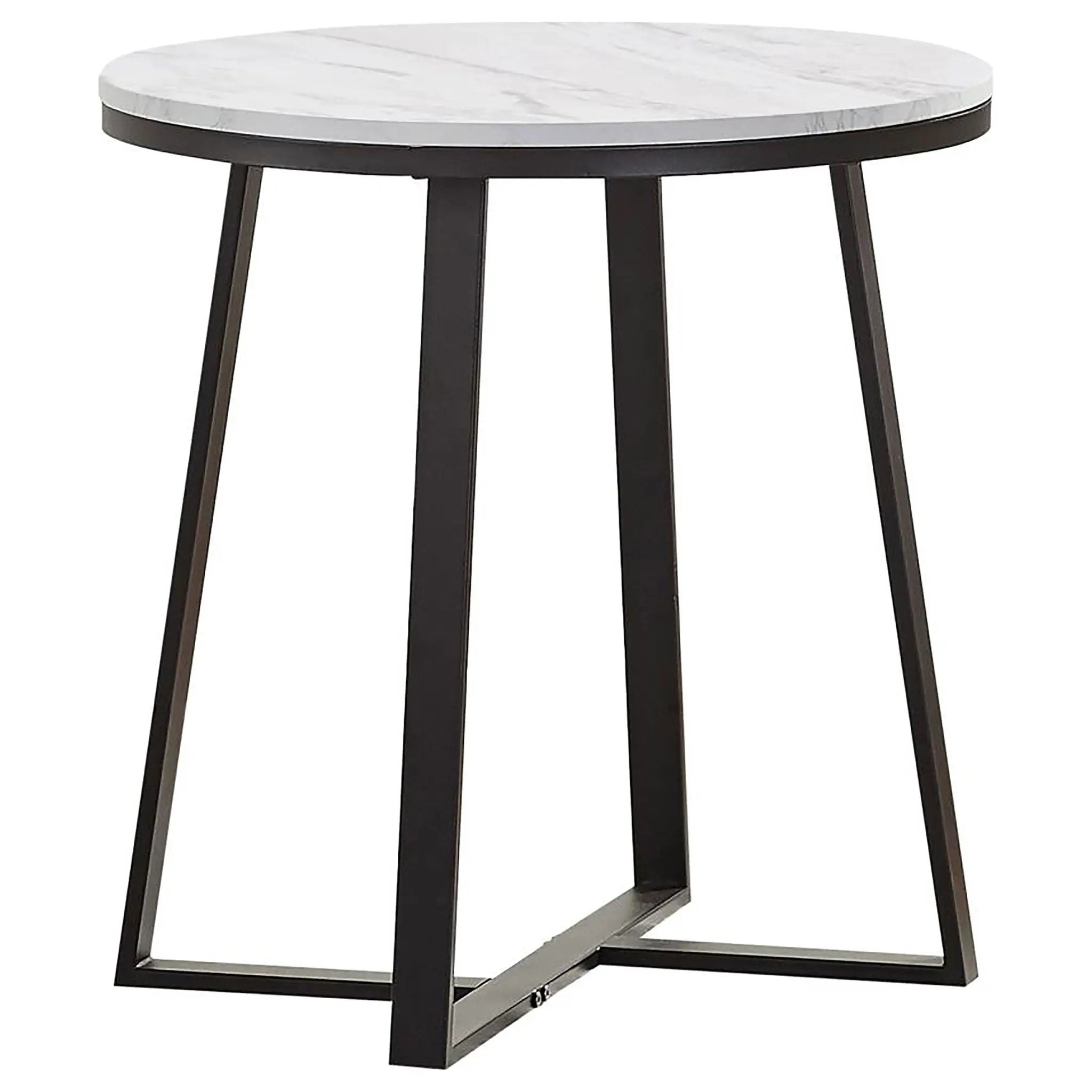 Hugo Round Faux Marble End Table White and Matte Black by Unique Piece Furniture