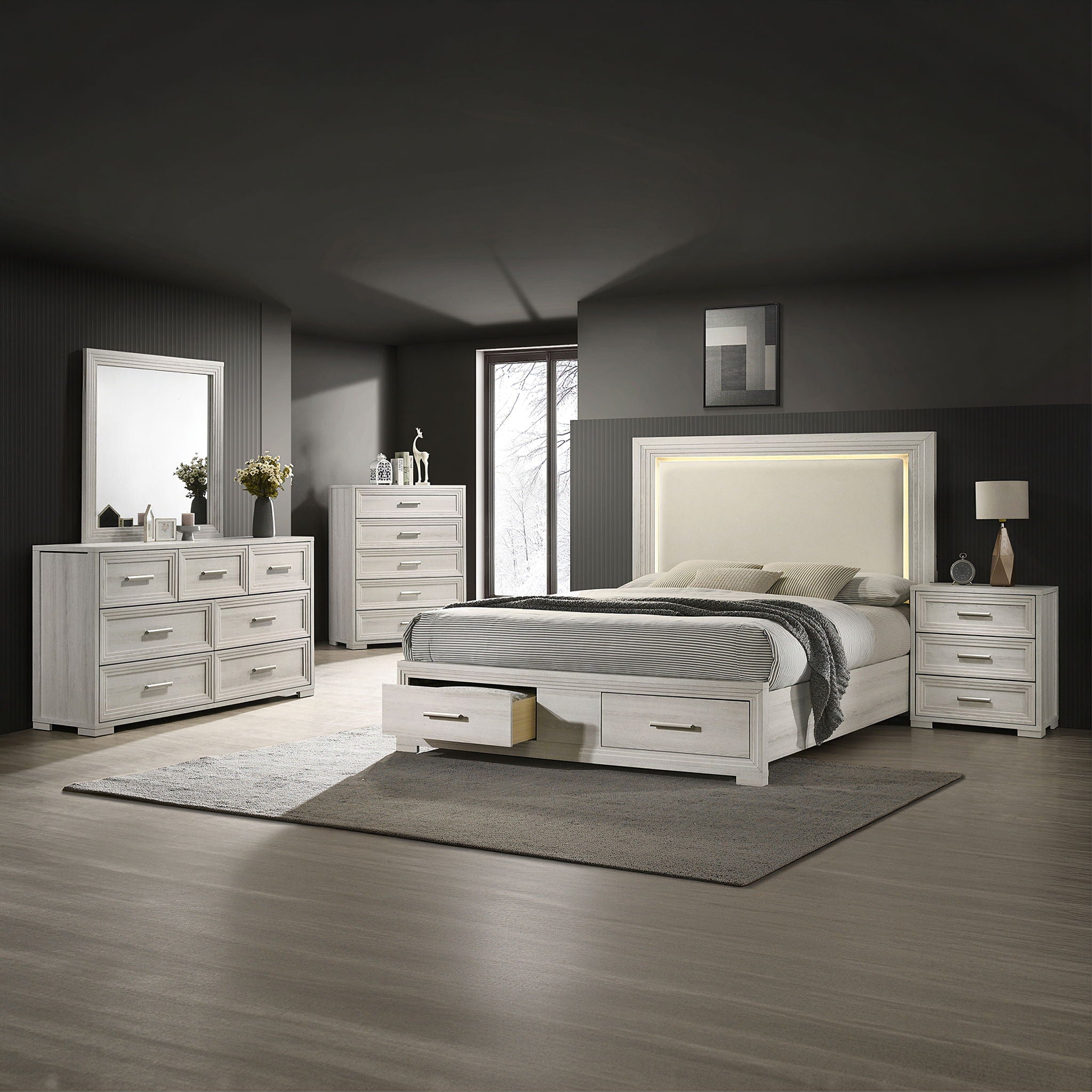 Colorado - Bedroom Set With Upholstered LED Headboard by HouseOfZazla