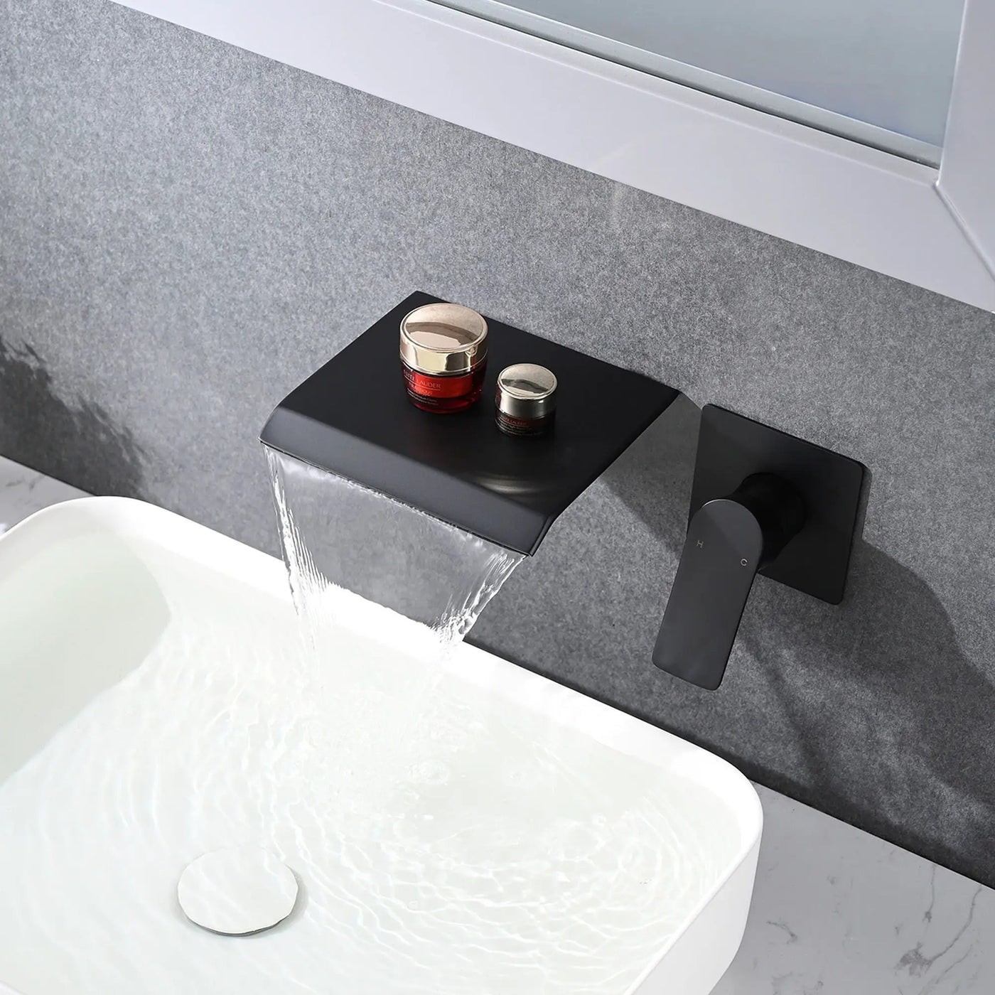 Wall Mount Bathtub Faucet With Waterfall Tub Spout And Single Handle Stainless Steel by HouseOfZazla