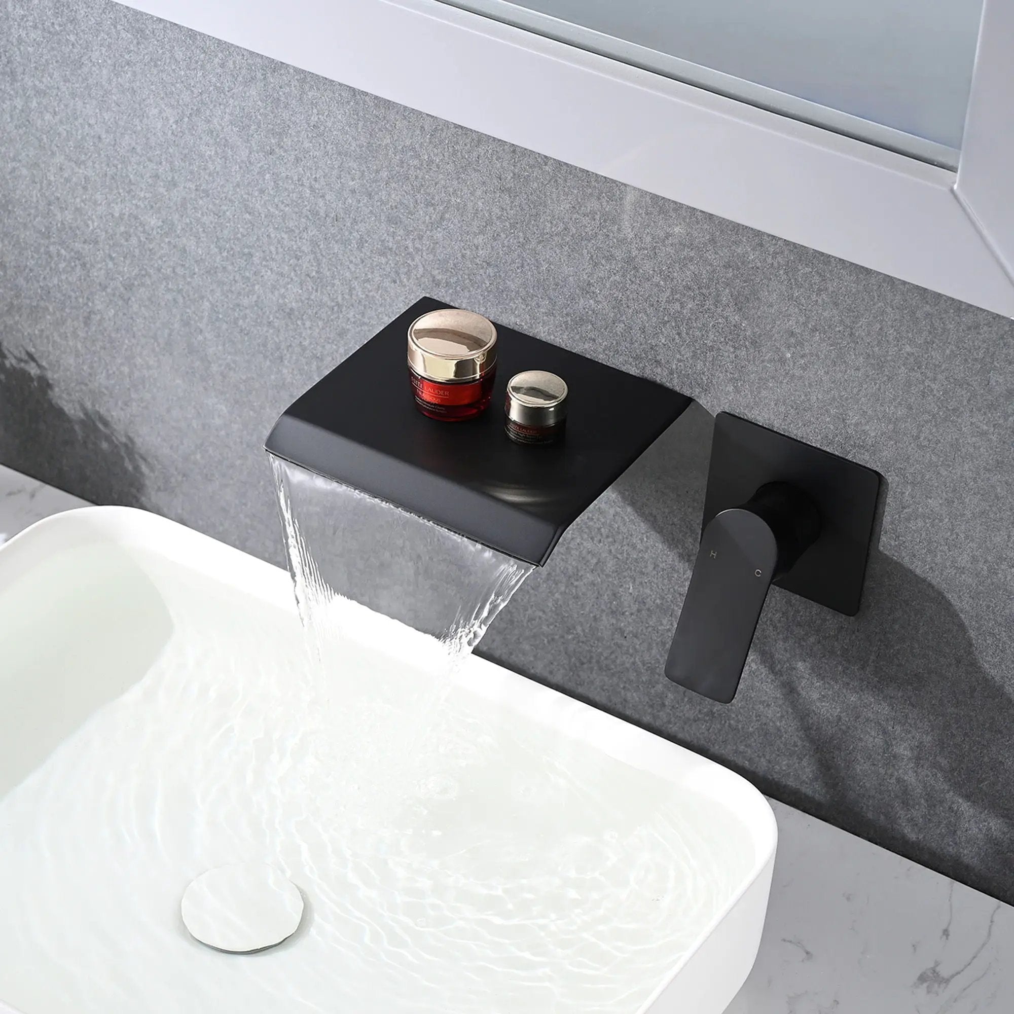 Wall Mount Bathtub Faucet With Waterfall Tub Spout And Single Handle Stainless Steel by HouseOfZazla