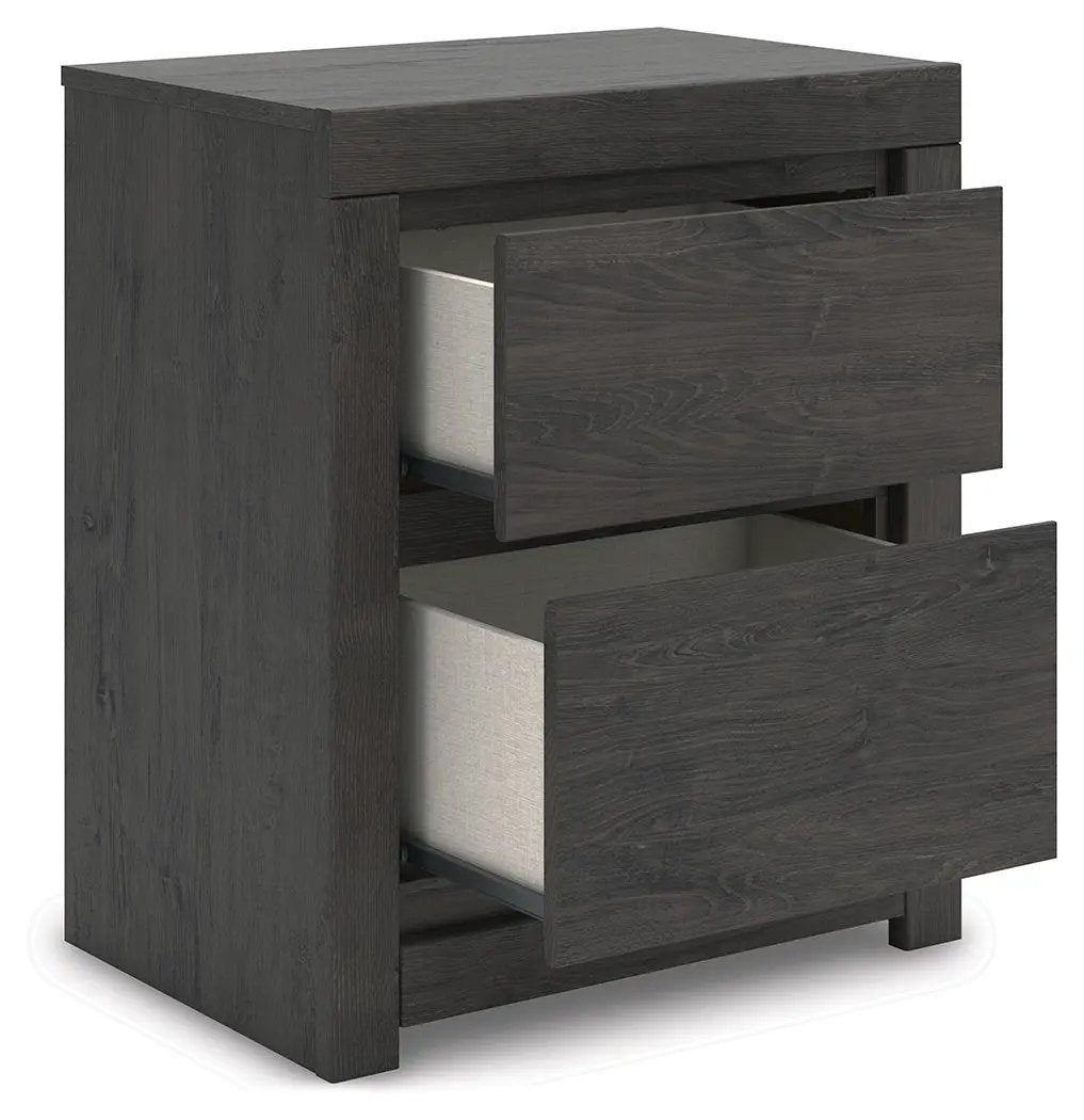 Fraluna - Two Drawer Night Stand - Charcoal by Unique Piece Furniture