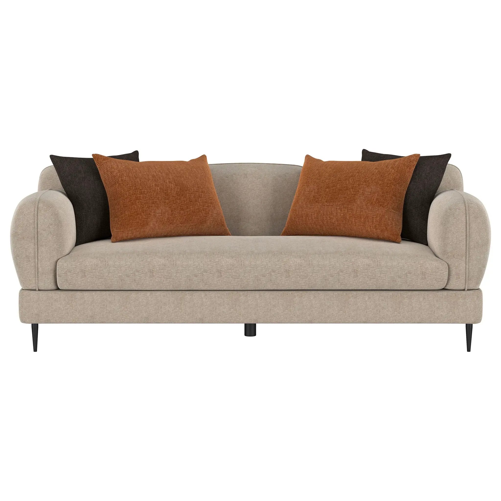 Jade Chenille Upholstered Sculpted Track Arm Sofa Latte by Unique Piece Furniture