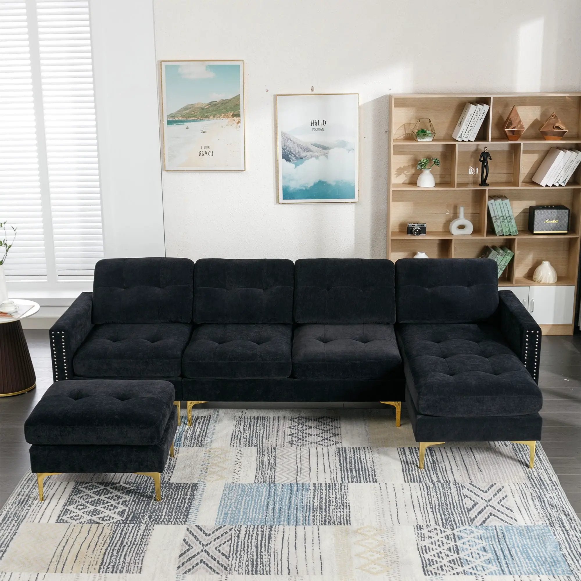 Modern L - Shape Convertible Sectional Sofa With Movable Ottoman by HouseOfZazla