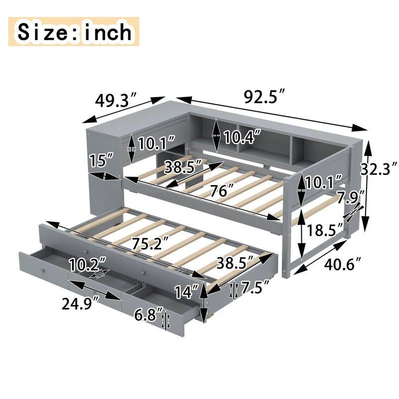 Twin Size Daybed with Trundle and Storage by HouseOfZazla