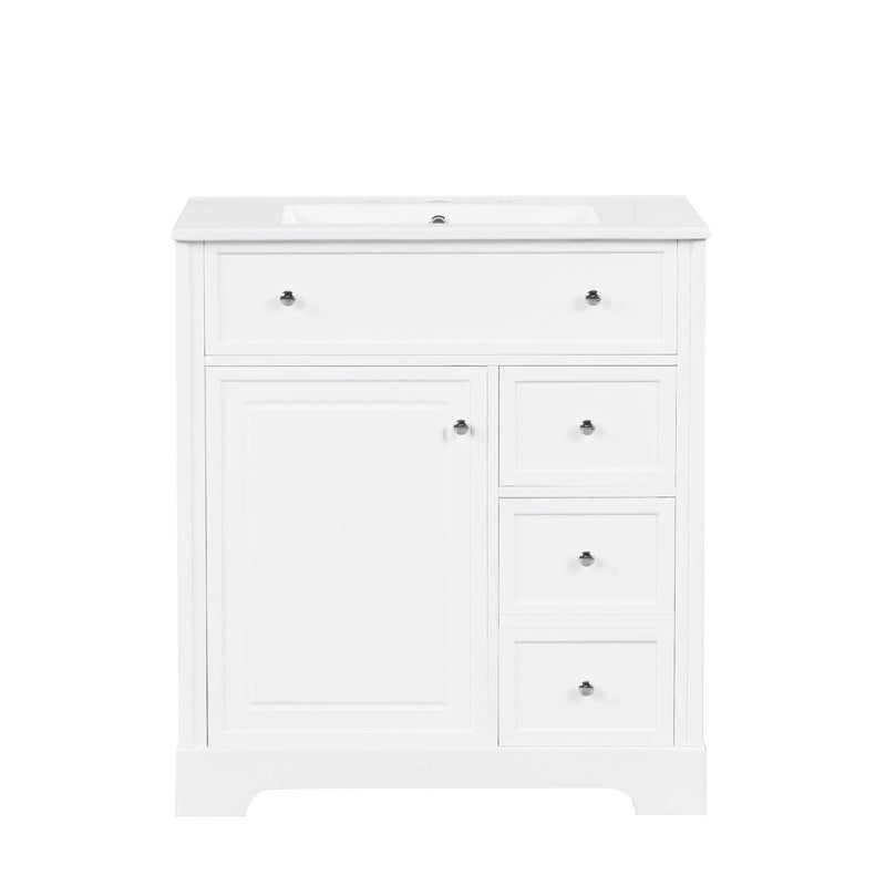 Bathroom Vanity With Sink Top, Cabinet With Door And 2 Drawers - White by Unique Piece Furniture