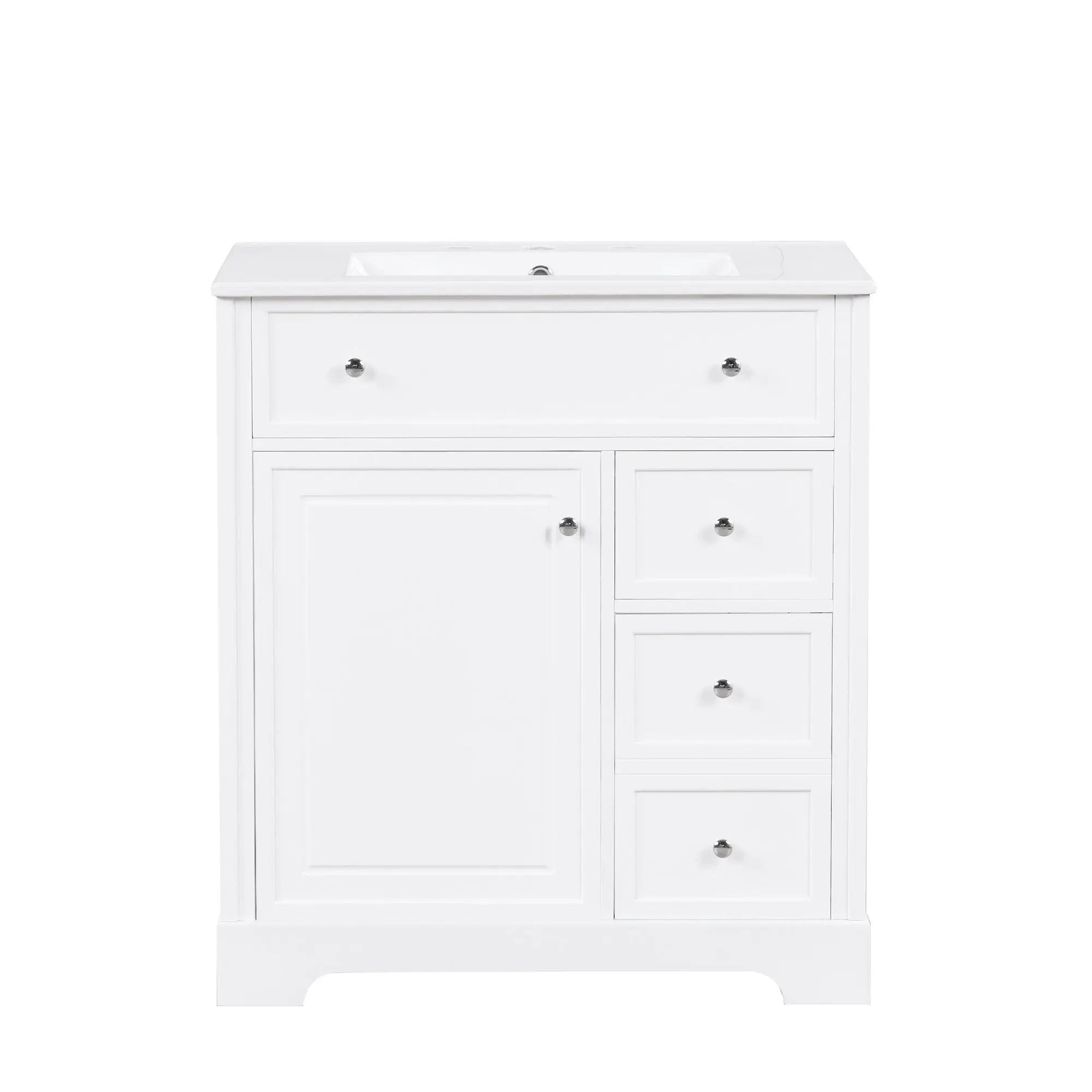 Bathroom Vanity With Sink Top, Cabinet With Door And 2 Drawers - White by HouseOfZazla